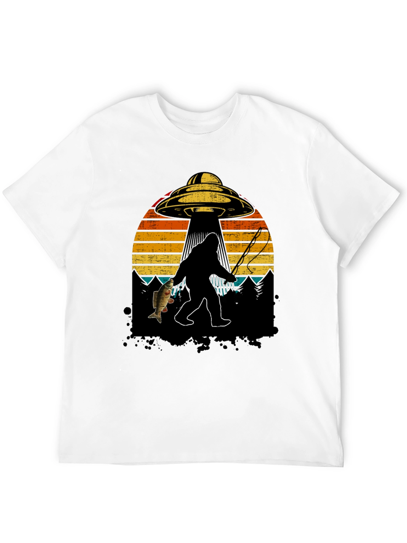 Bigfoot Fishing T-Shirt - UFO Design