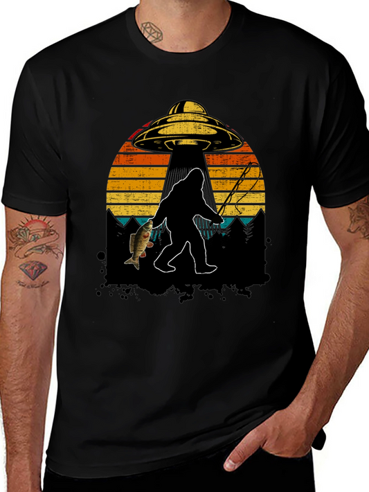 Bigfoot Fishing T-Shirt - UFO Design