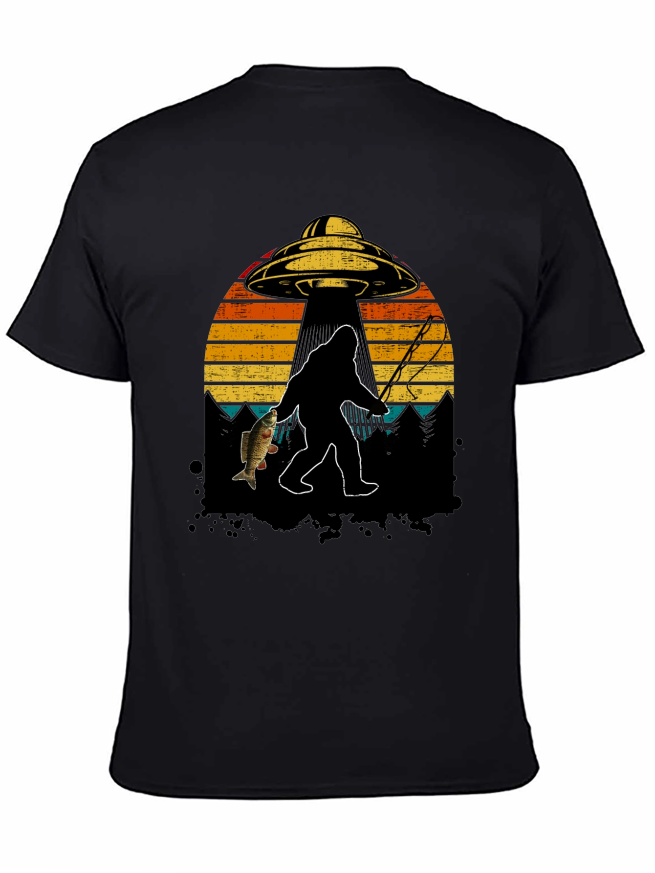 Bigfoot Fishing T-Shirt - UFO Design