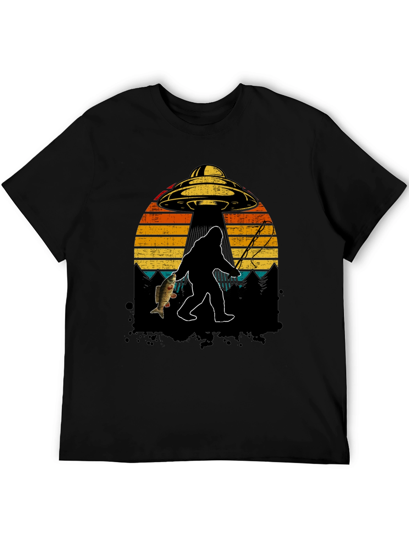 Bigfoot Fishing T-Shirt - UFO Design