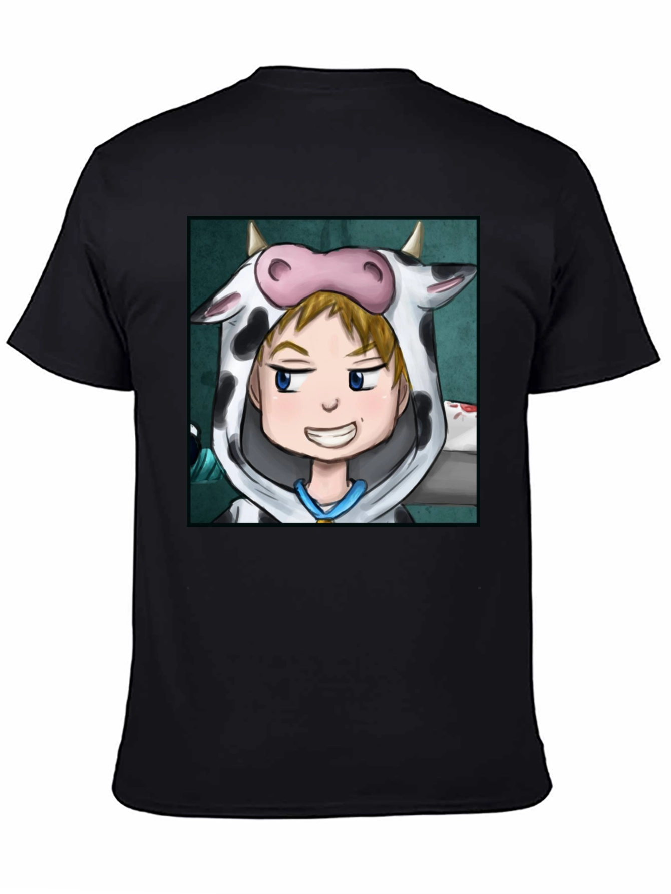 Cow Costume Character Black T-Shirt
