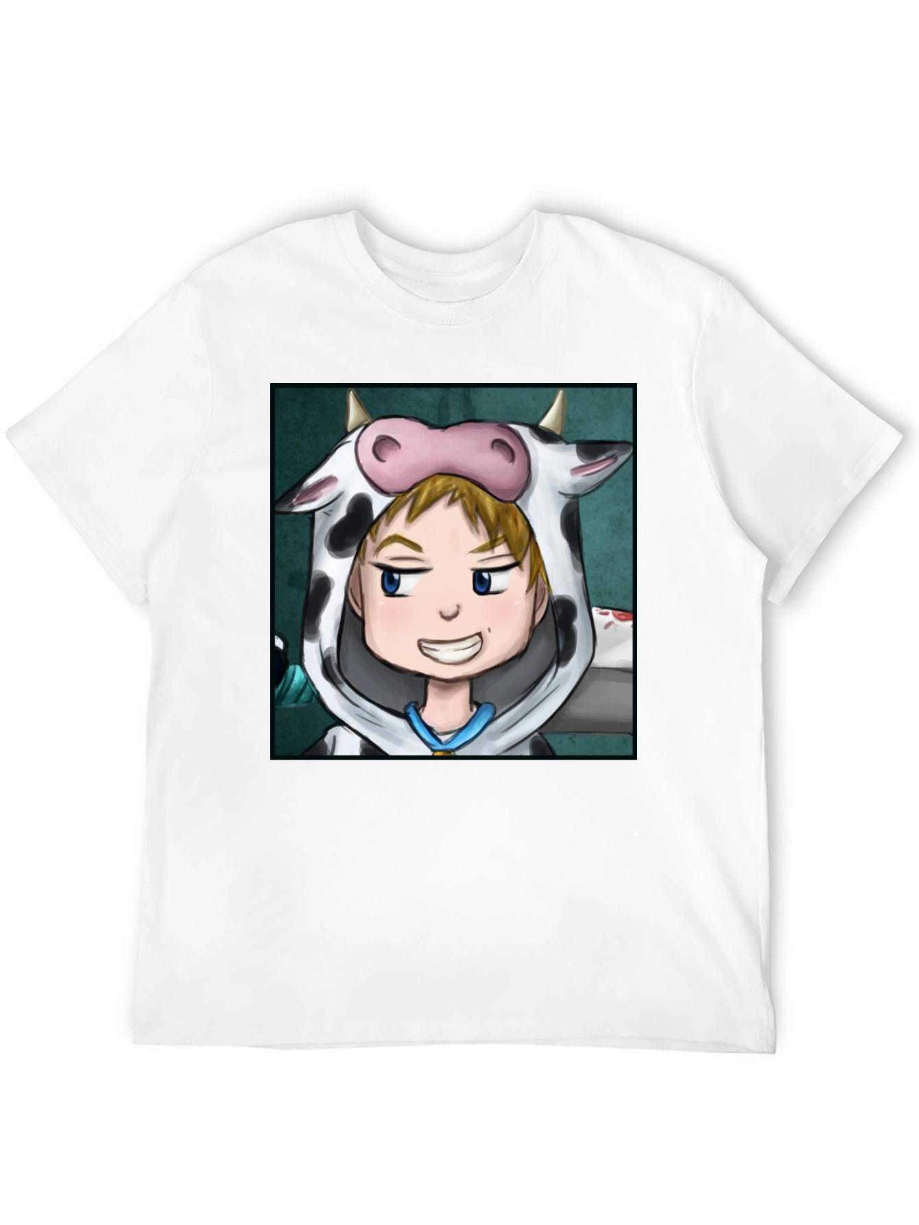 Cow Costume Character Black T-Shirt