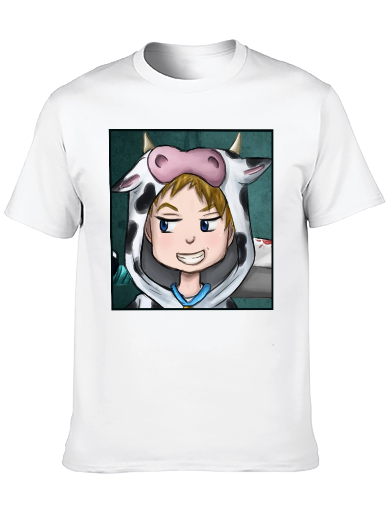 Cow Costume Character Black T-Shirt