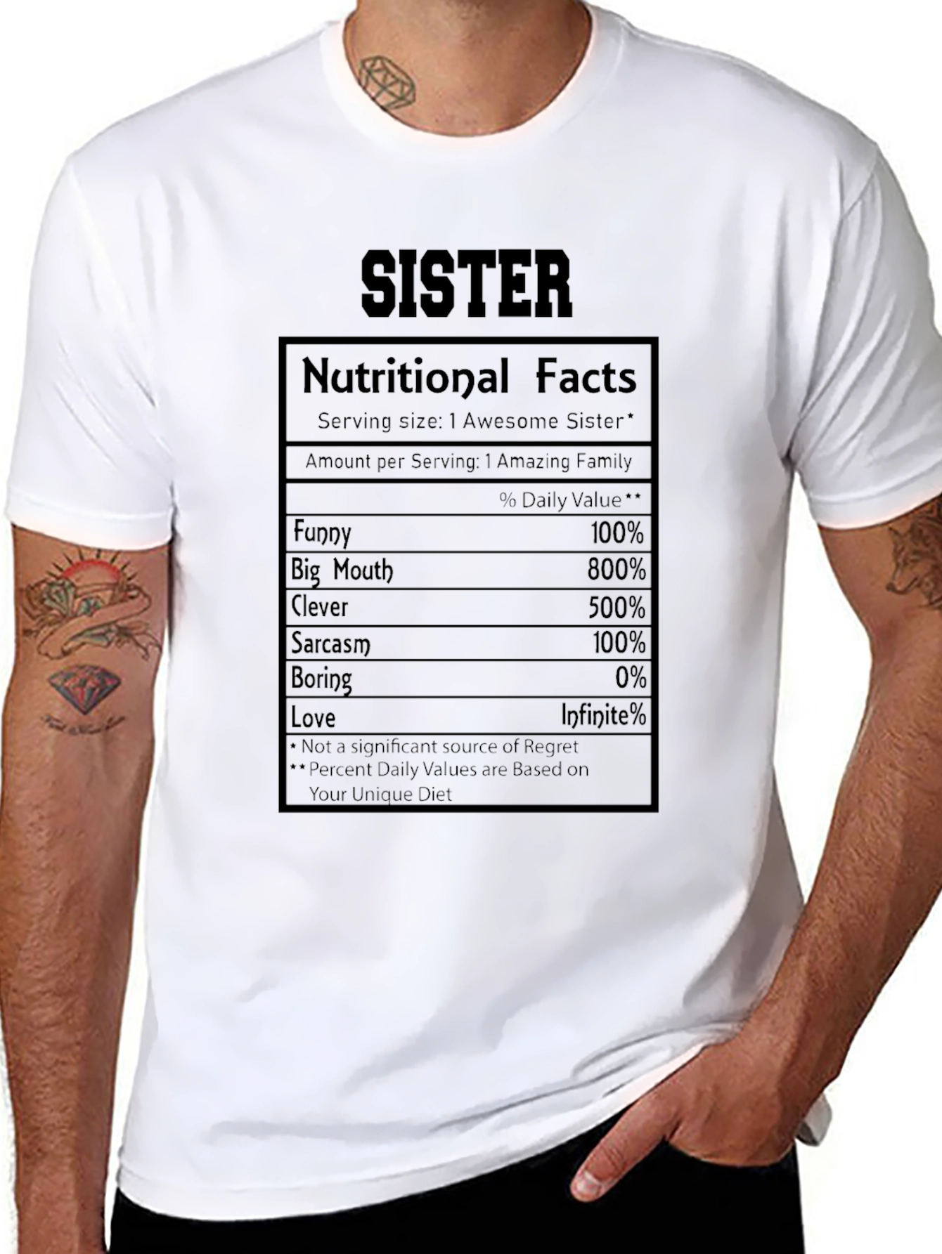 Sister Nutritional Facts T-Shirt Funny Gift