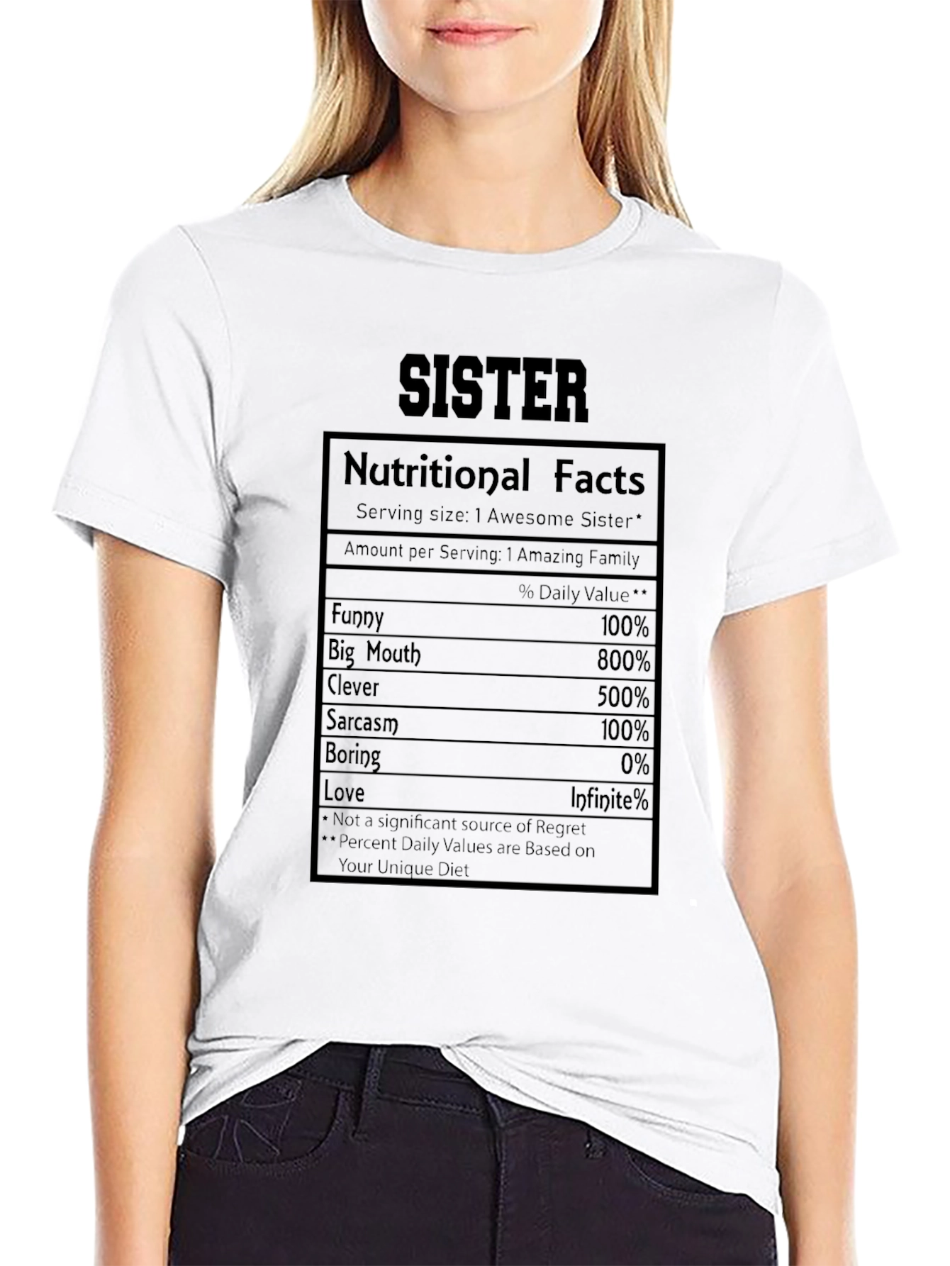 Sister Nutritional Facts T-Shirt Funny Gift