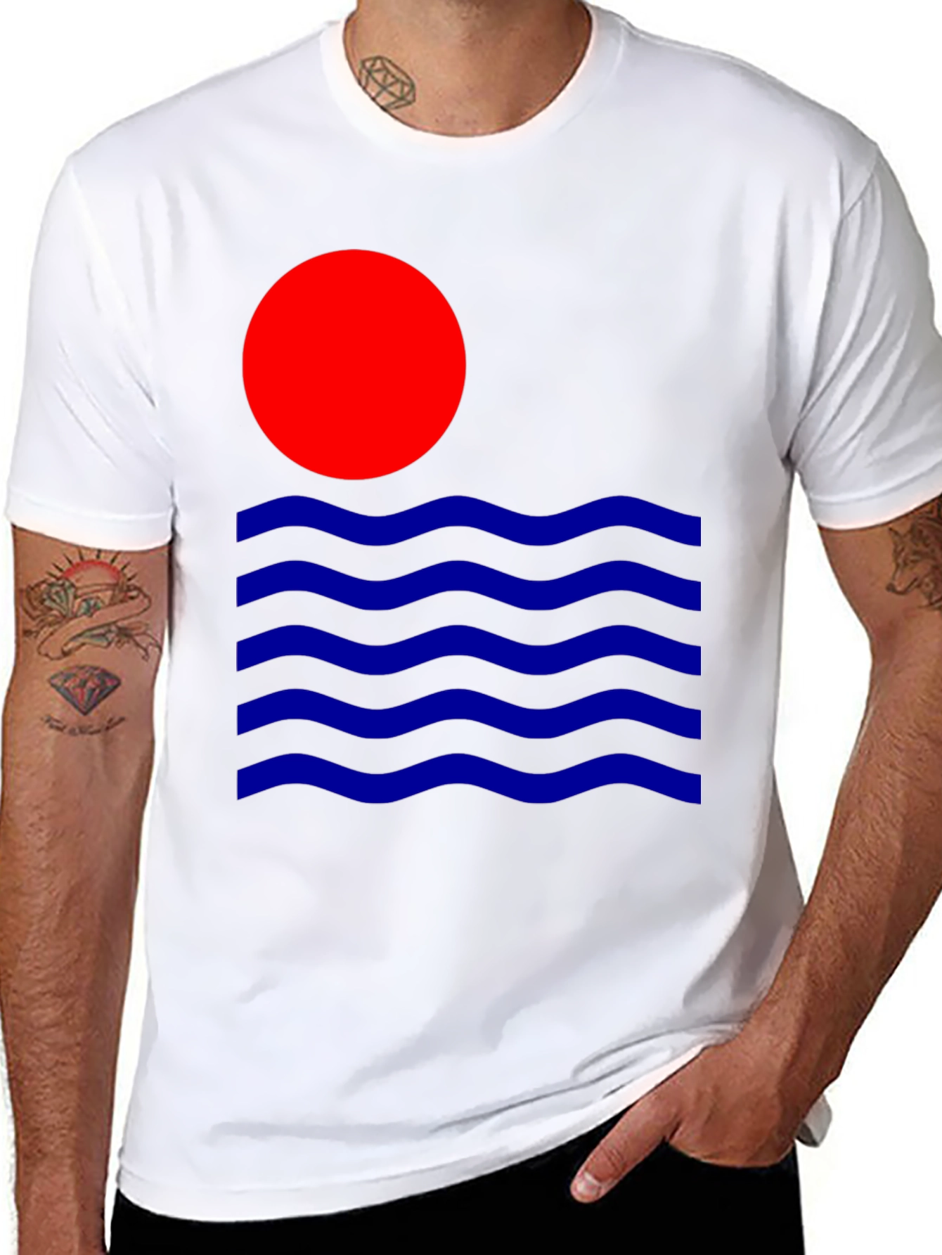 Retro Sun & Waves Graphic Tee - Black