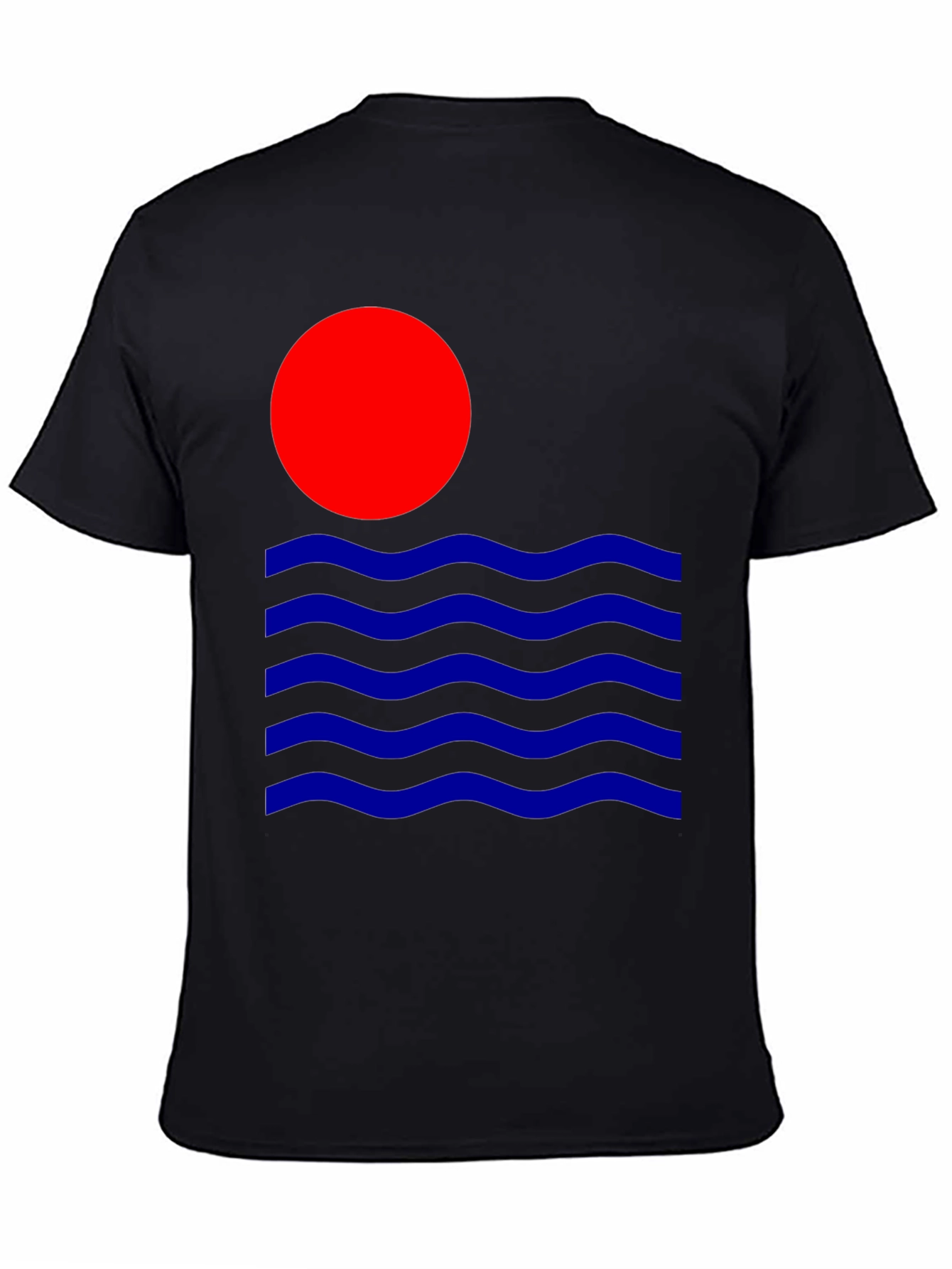Retro Sun & Waves Graphic Tee - Black