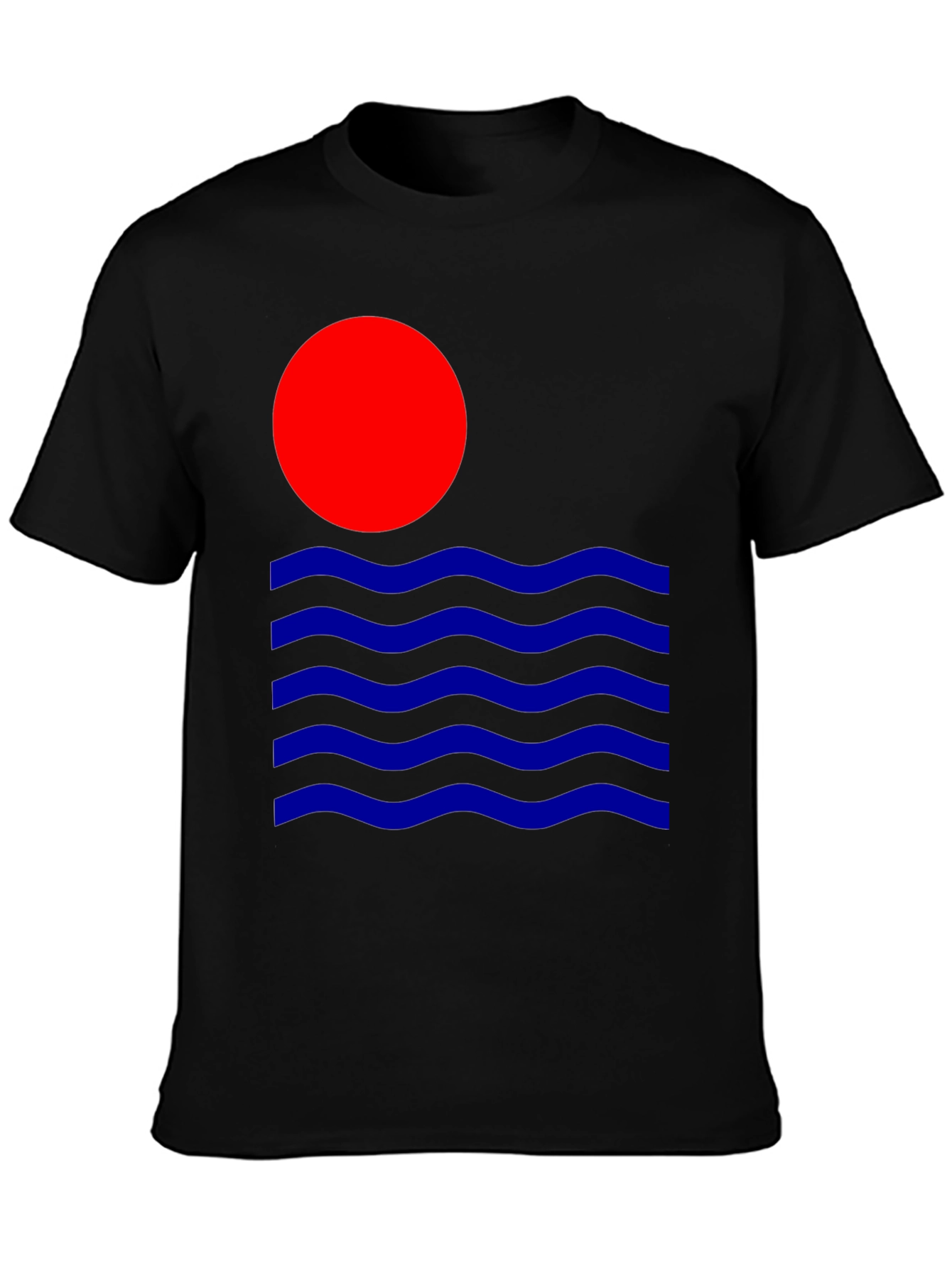 Retro Sun & Waves Graphic Tee - Black