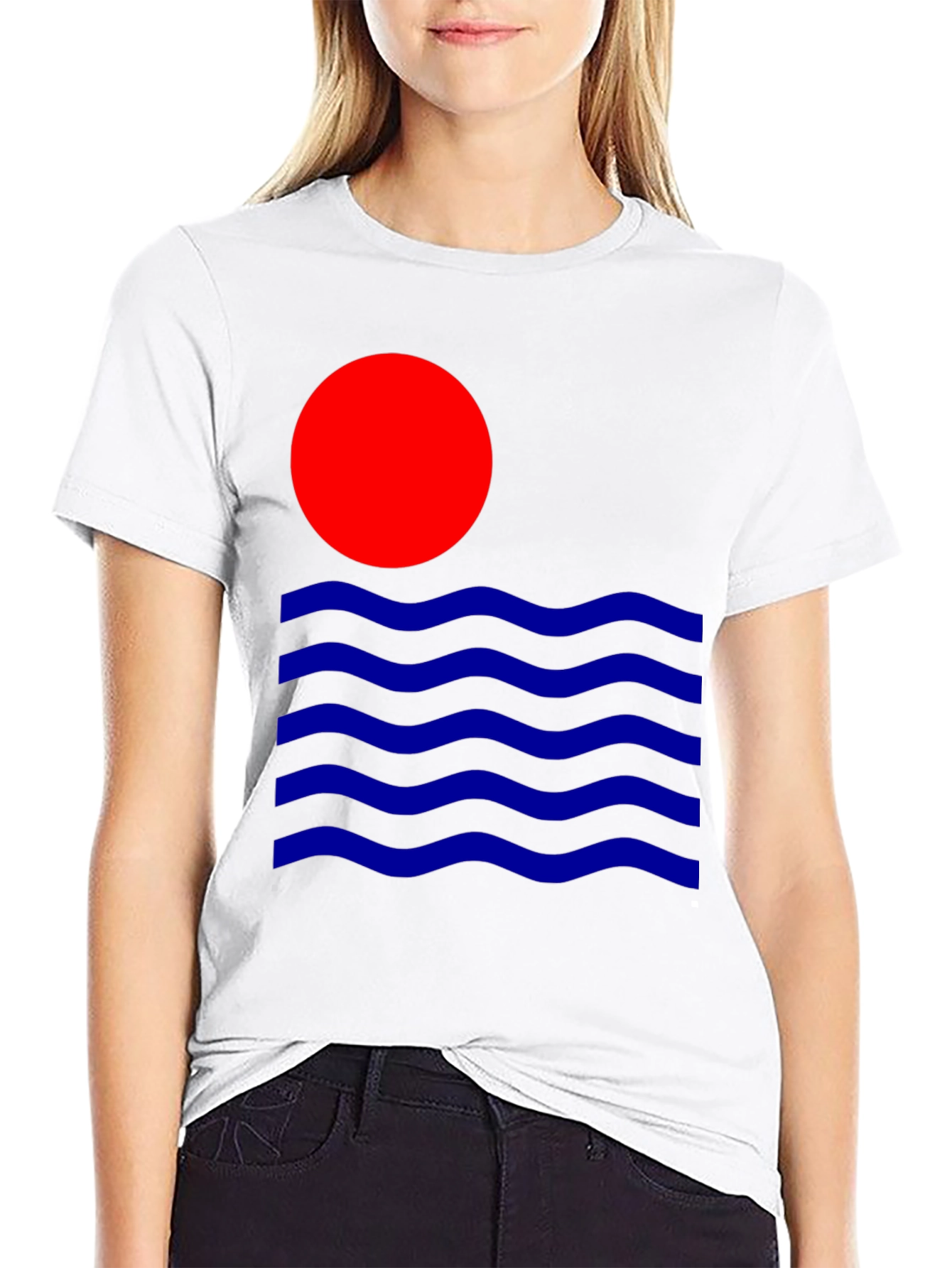 Retro Sun & Waves Graphic Tee - Black