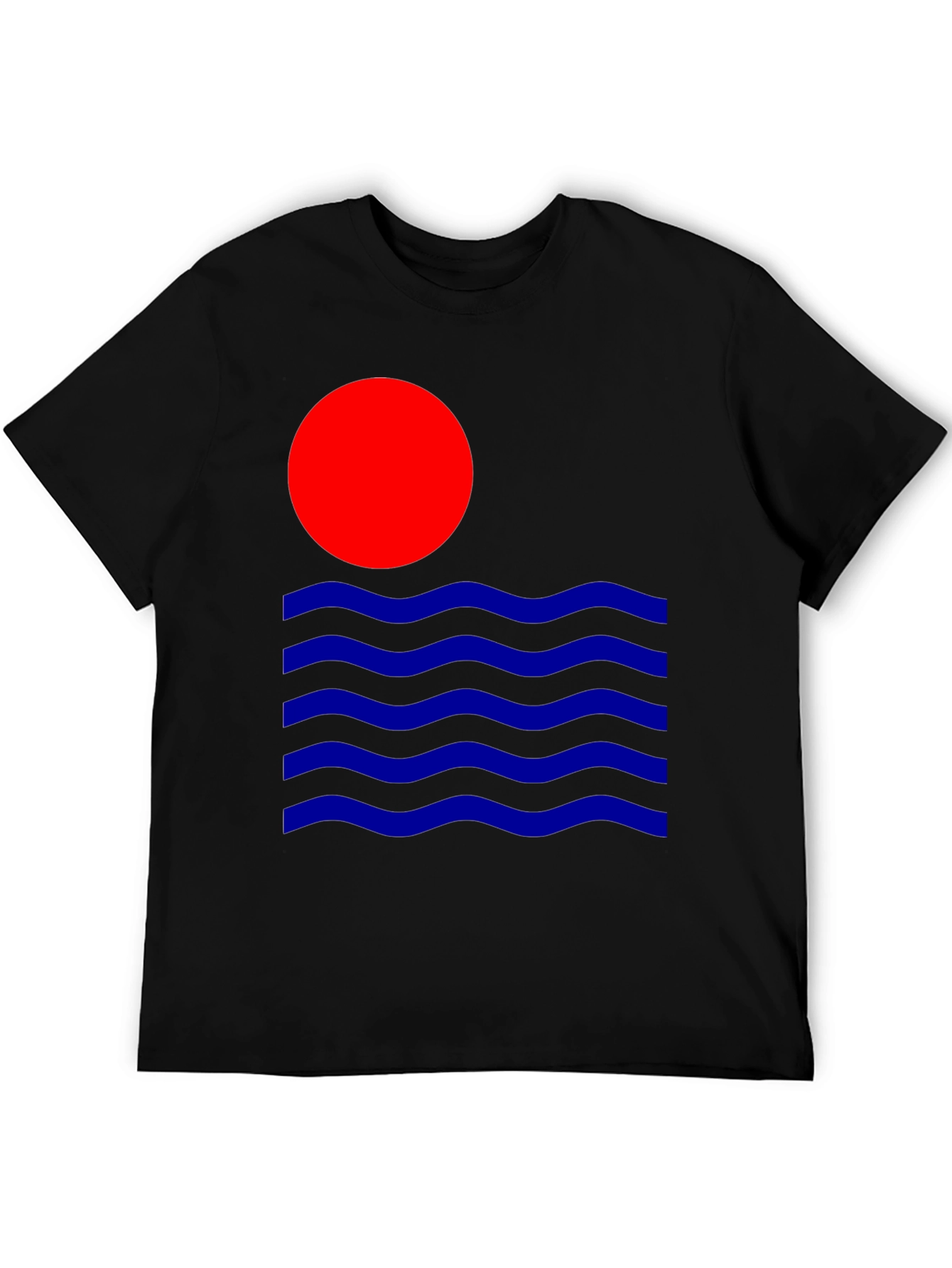 Retro Sun & Waves Graphic Tee - Black