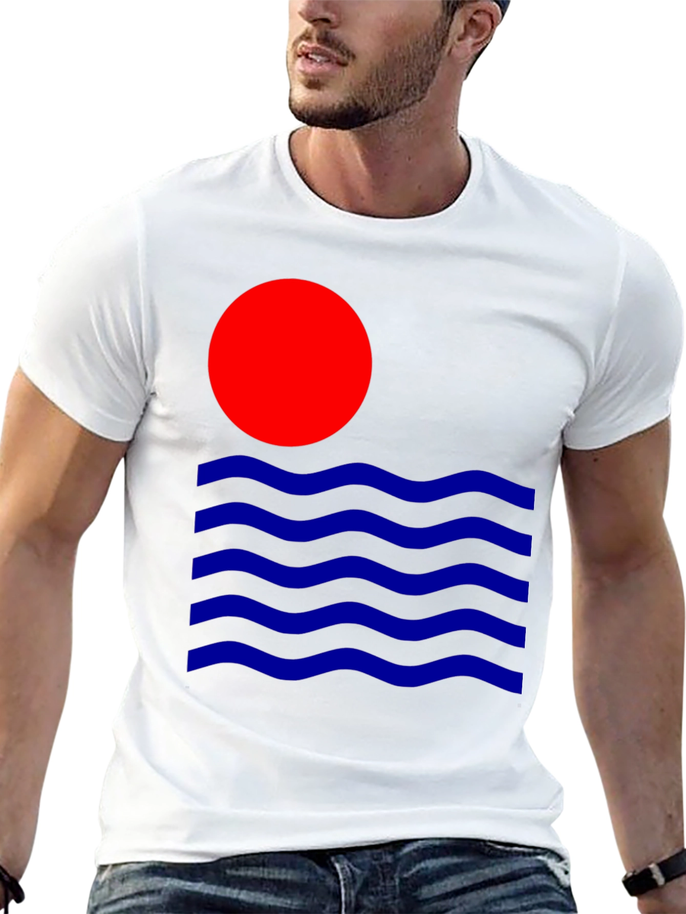 Retro Sun & Waves Graphic Tee - Black
