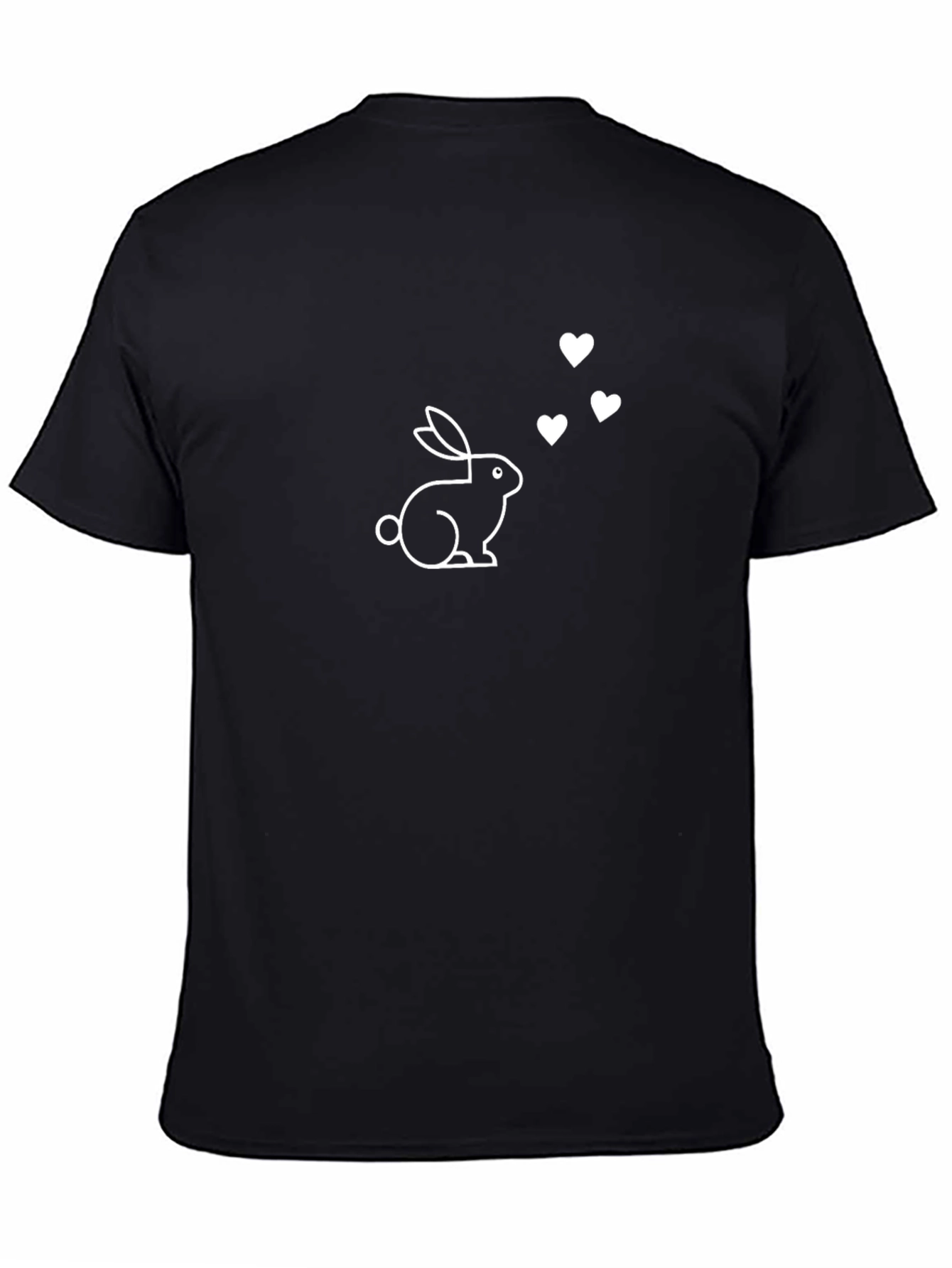 Rabbit Love Graphic T-Shirt - Casual Black Tee