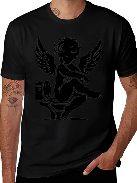 Angelic Humor Tee - Cherub on Toilet