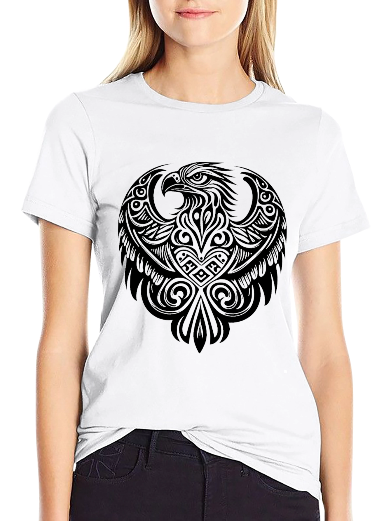 Tribal Eagle Graphic Black T-Shirt