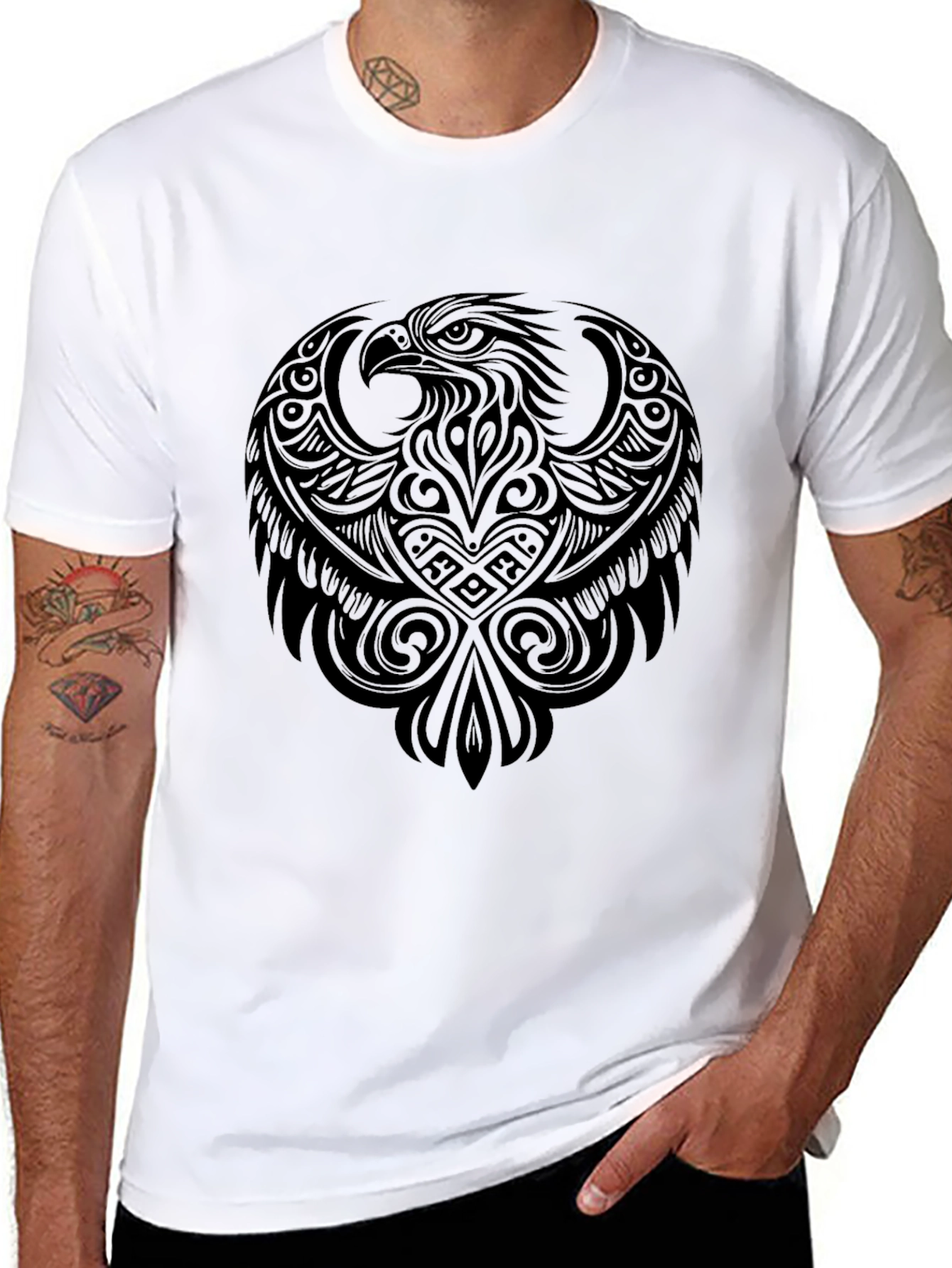 Tribal Eagle Graphic Black T-Shirt