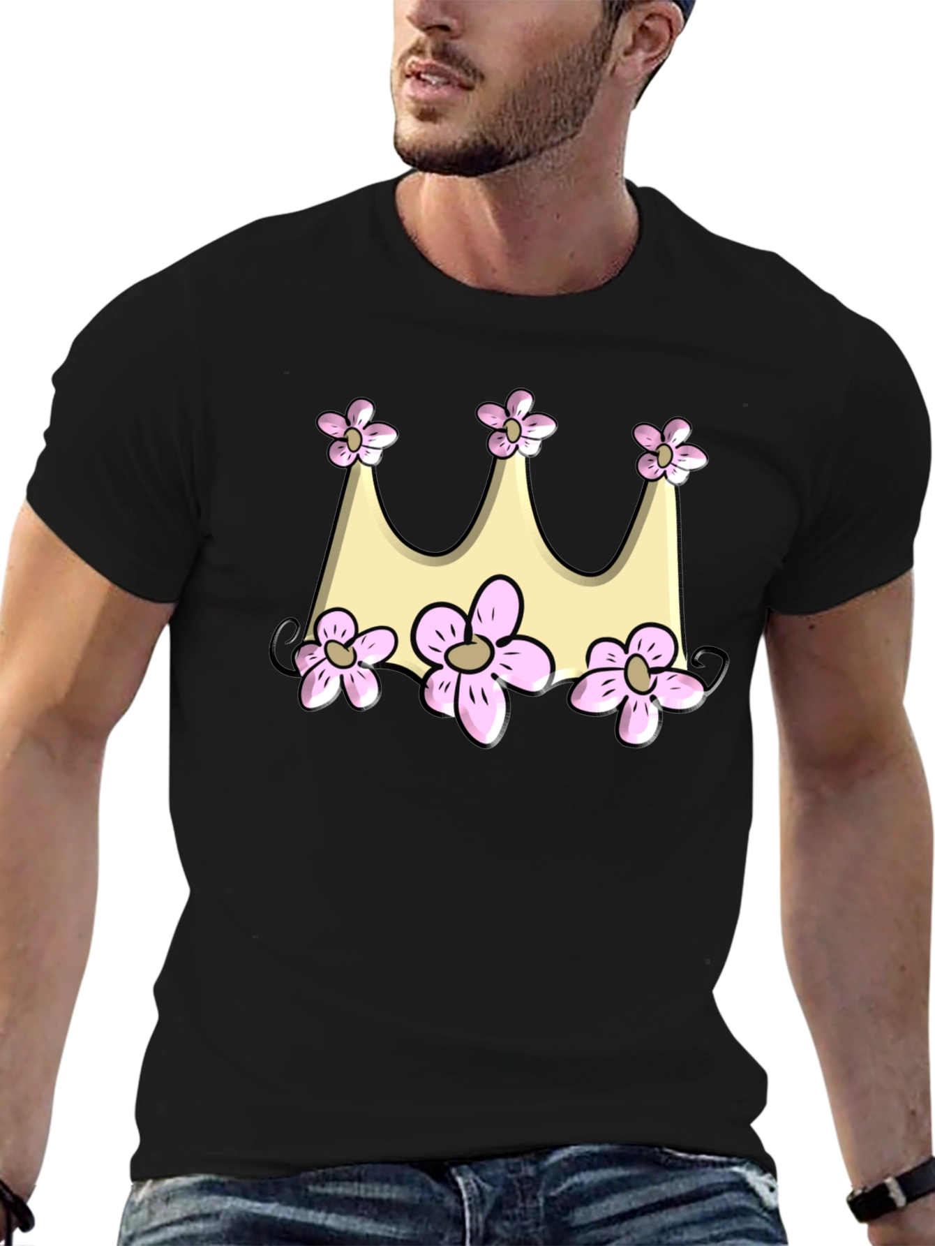 Floral Crown Graphic Black Tee