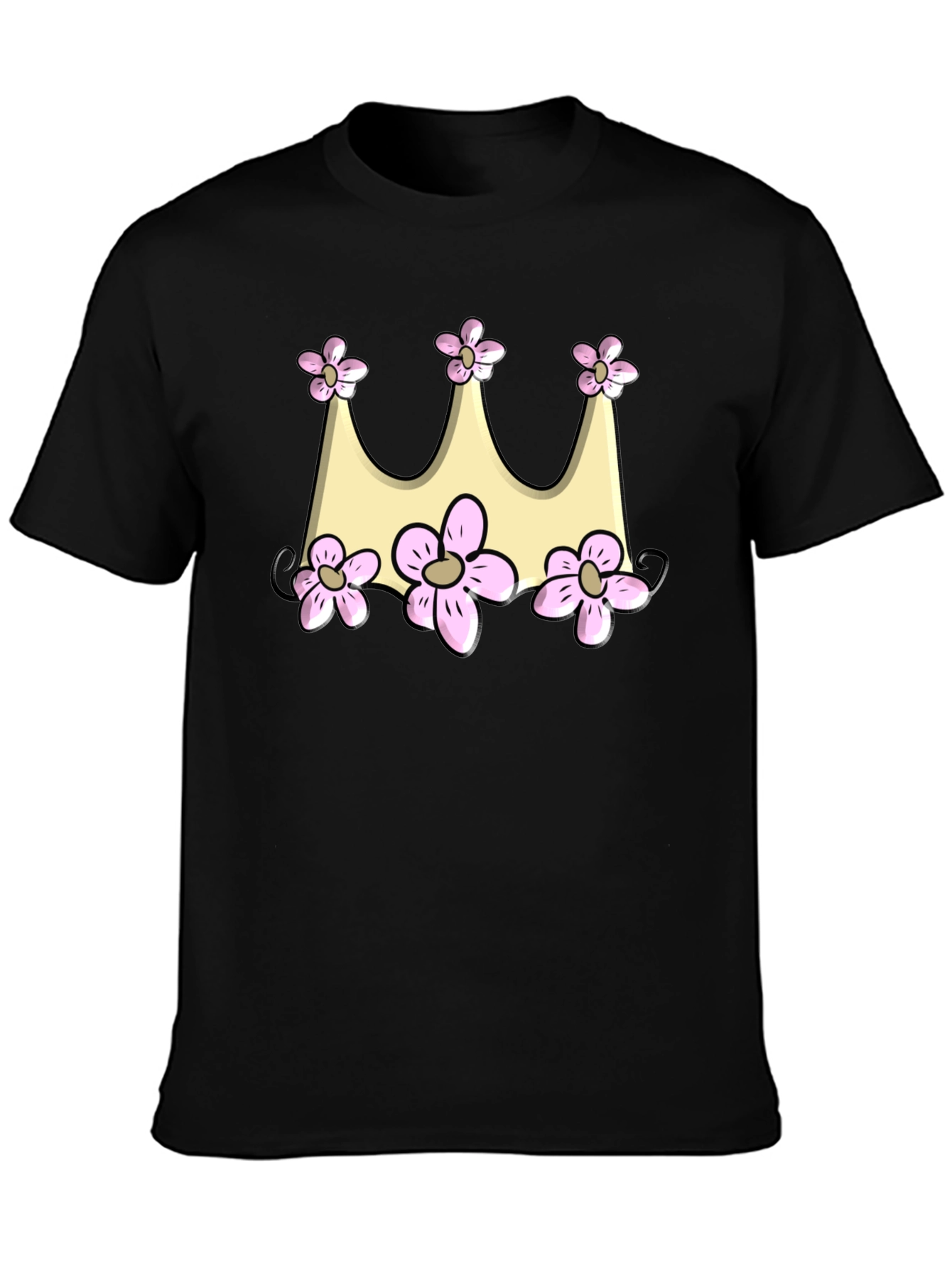 Floral Crown Graphic Black Tee