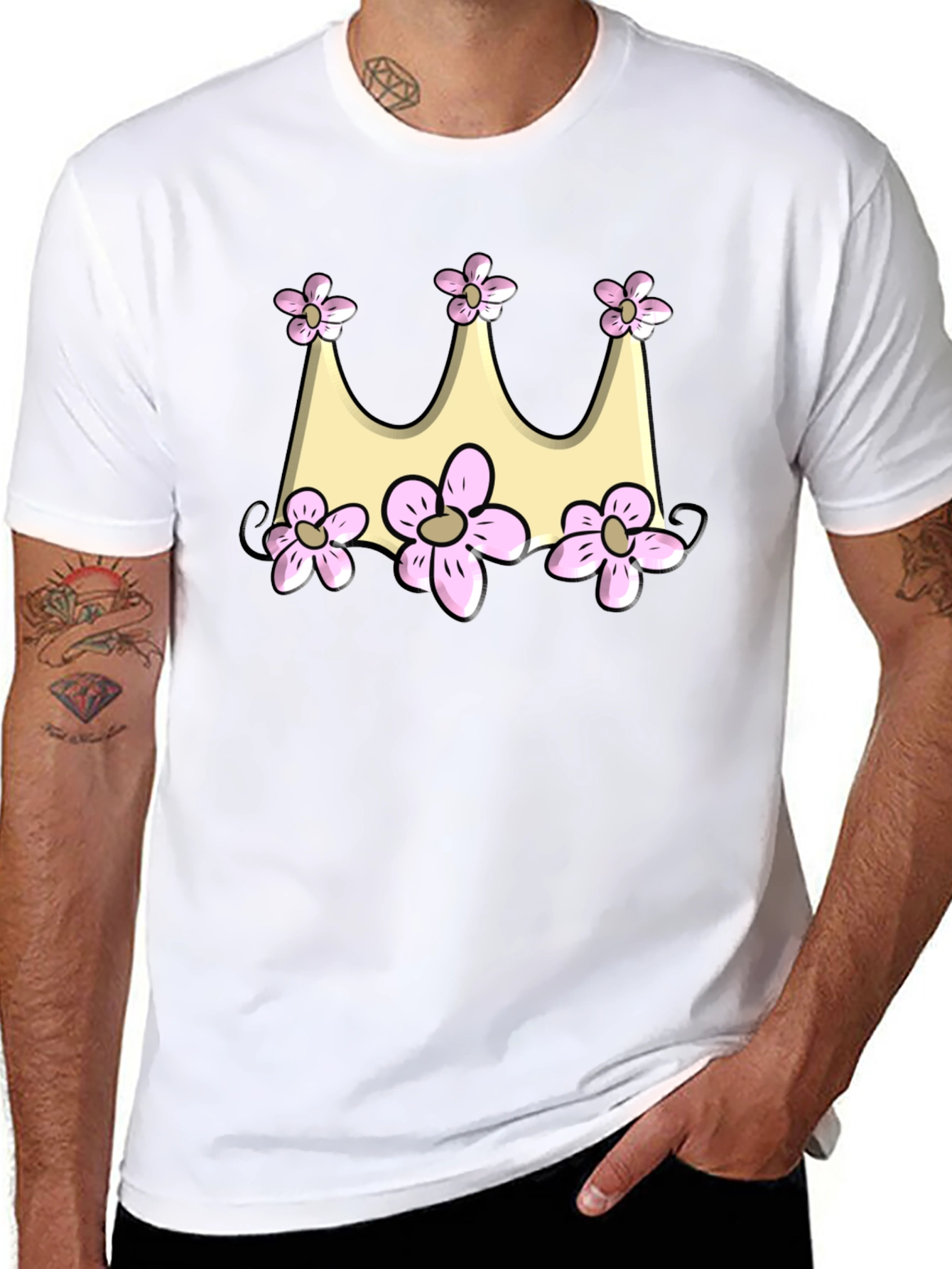 Floral Crown Graphic Black Tee