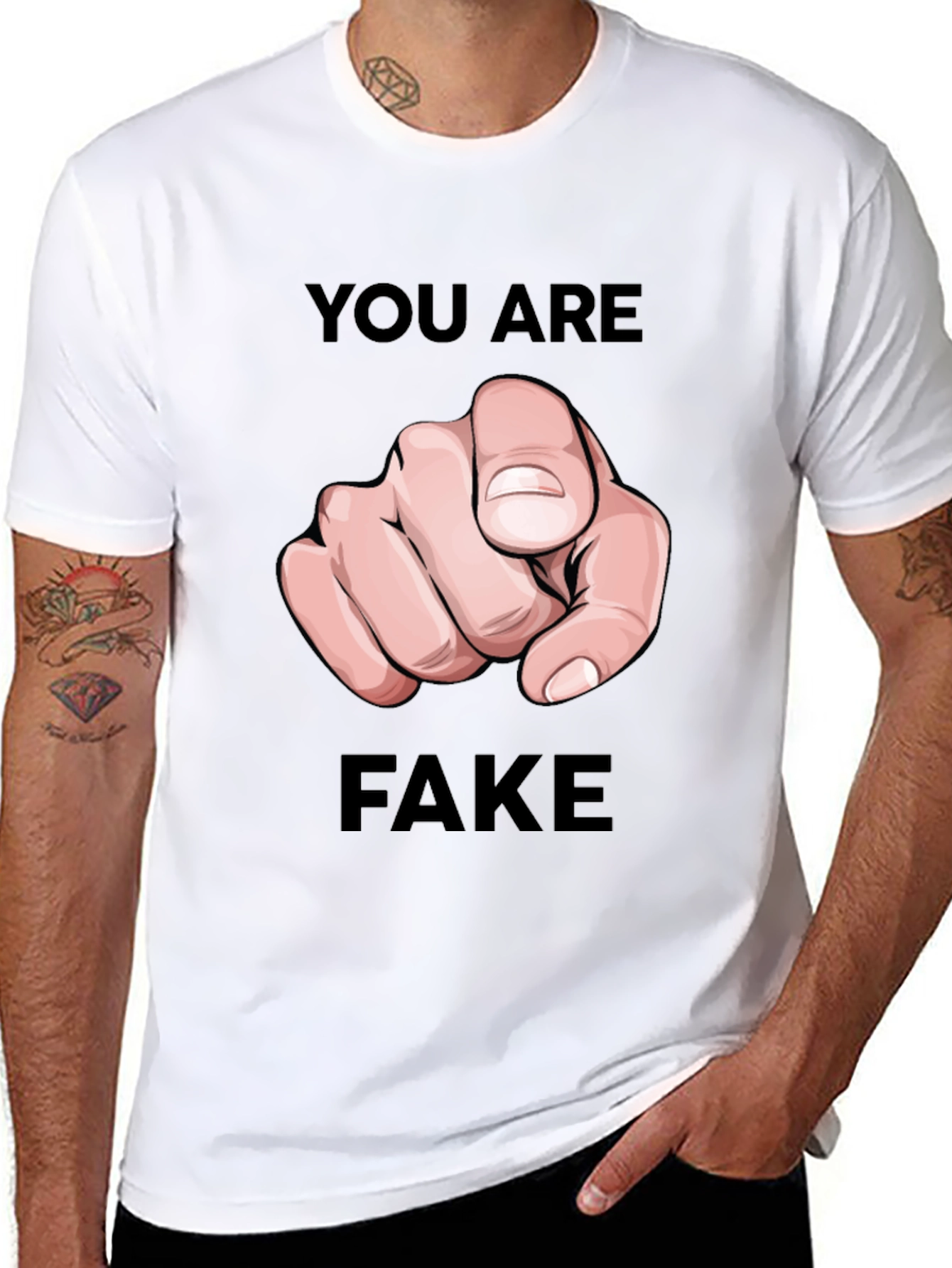 You Are Fake T-Shirt - Pointing Finger Design