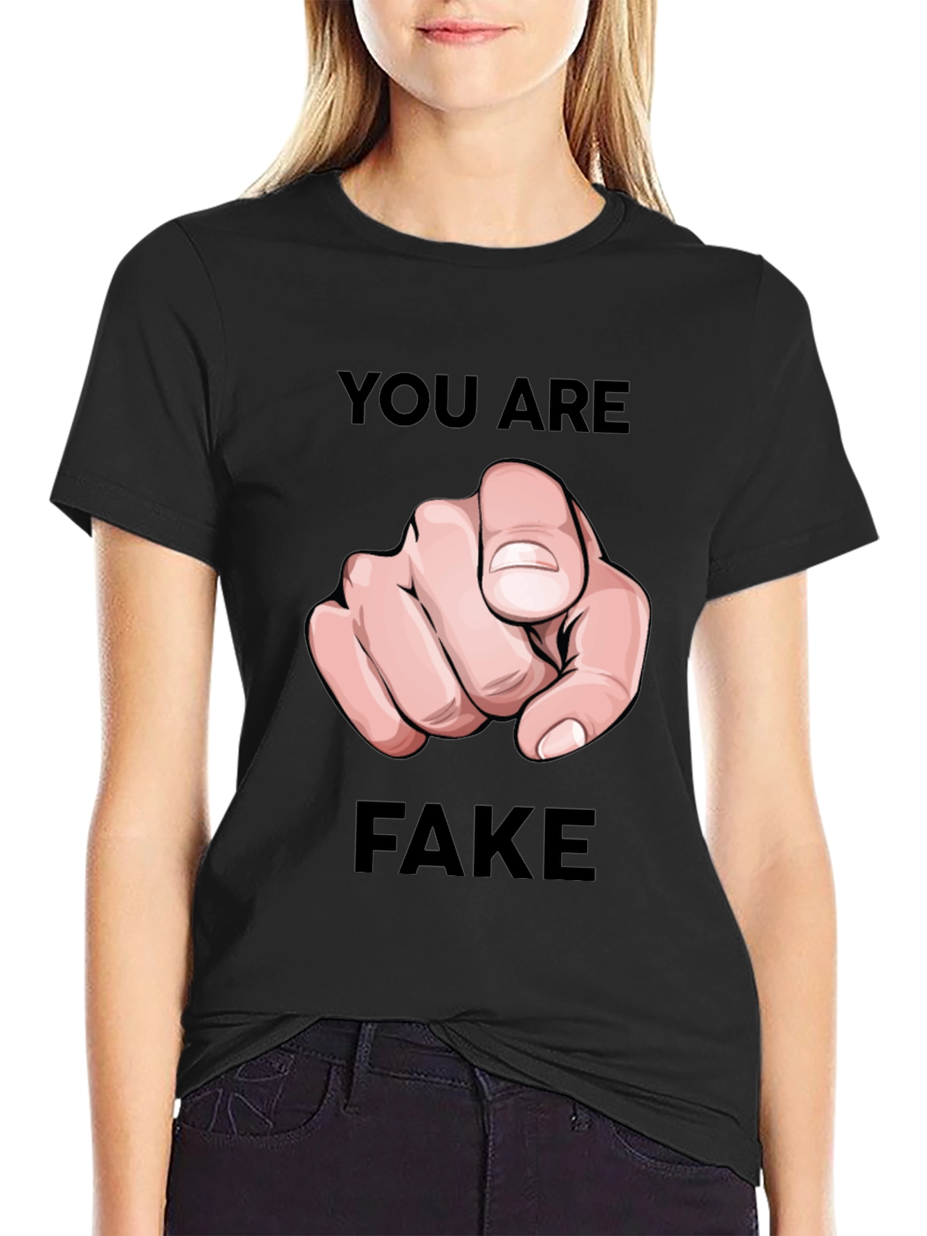 You Are Fake T-Shirt - Pointing Finger Design