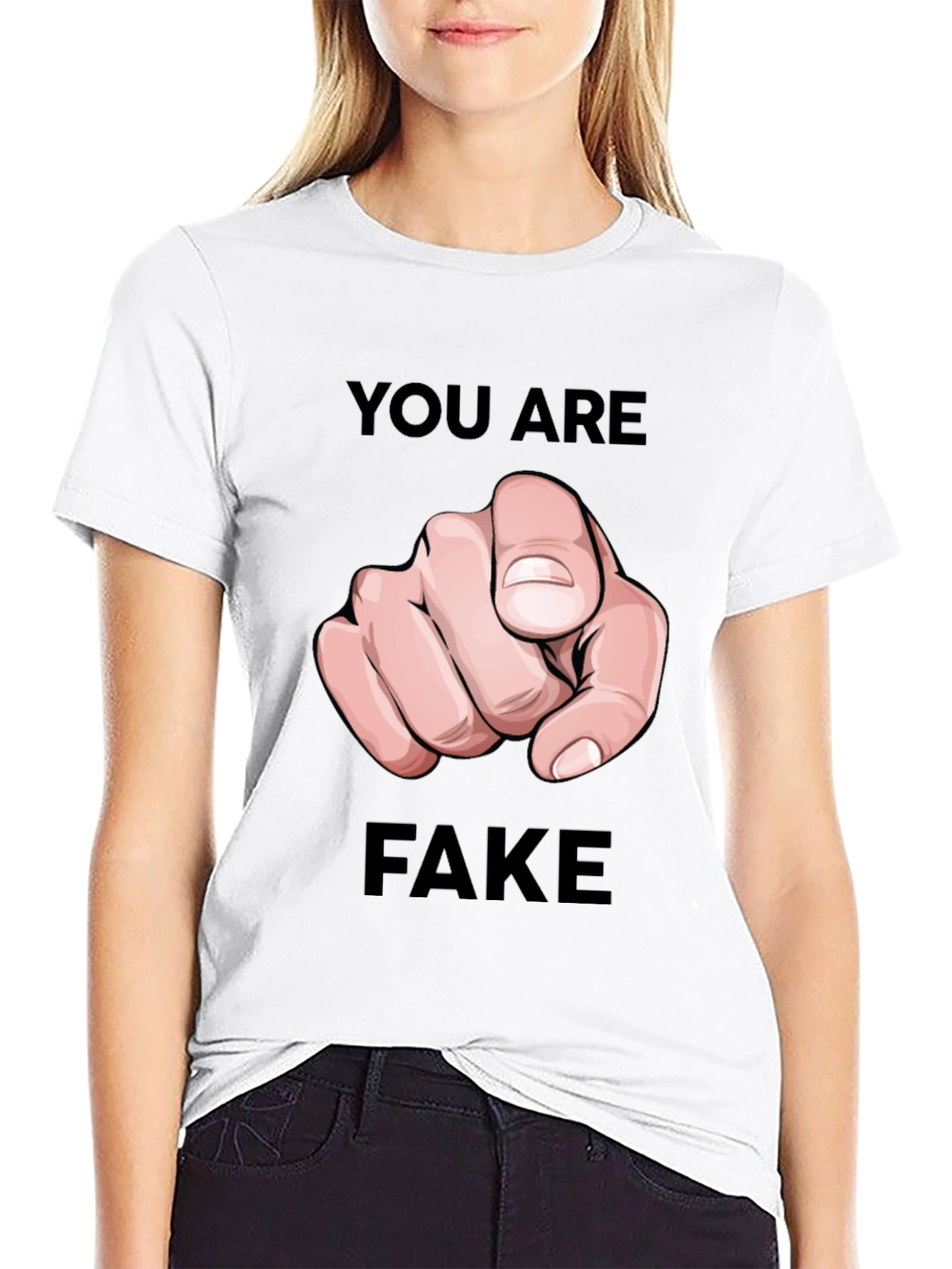 You Are Fake T-Shirt - Pointing Finger Design