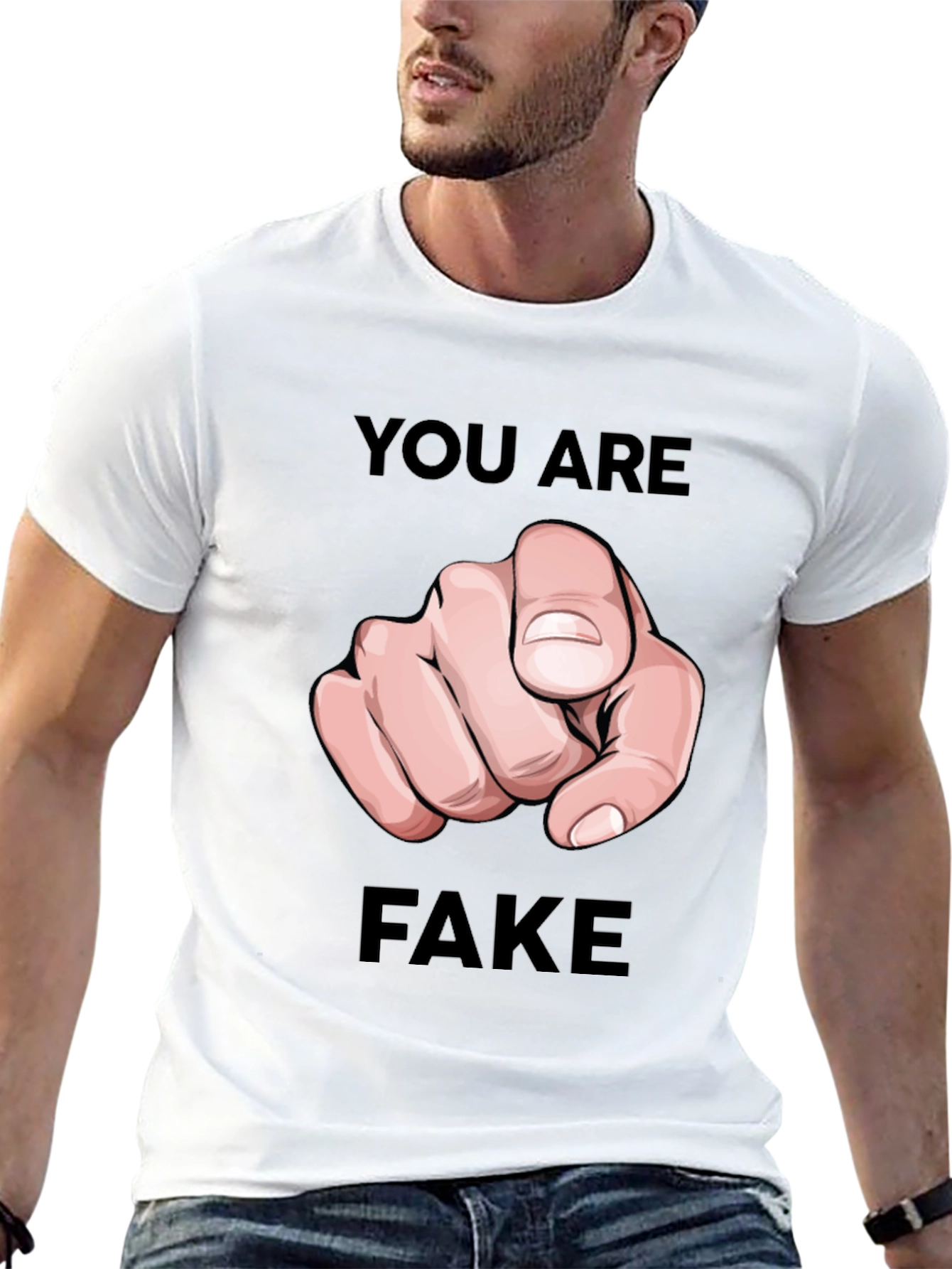 You Are Fake T-Shirt - Pointing Finger Design