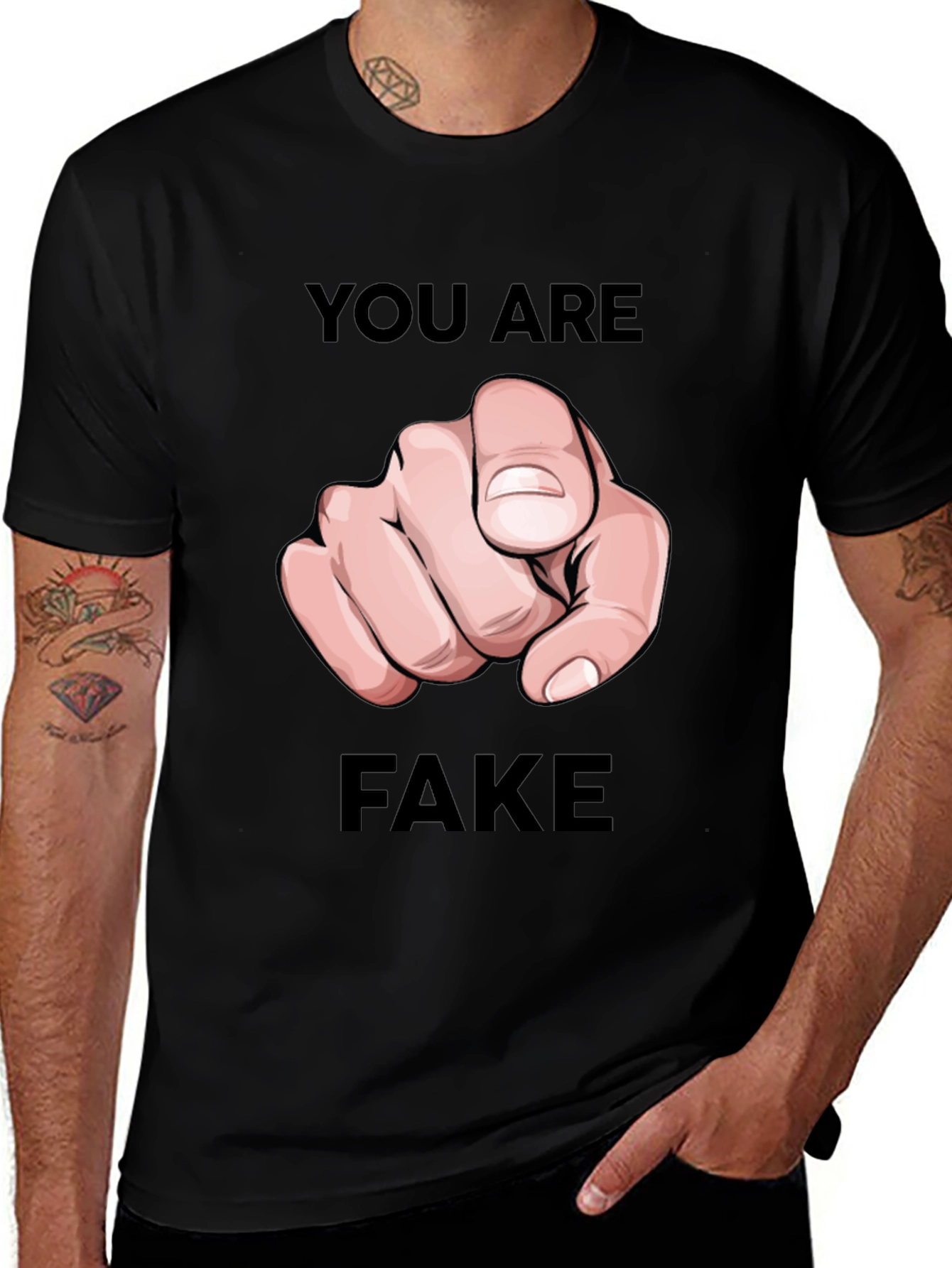 You Are Fake T-Shirt - Pointing Finger Design