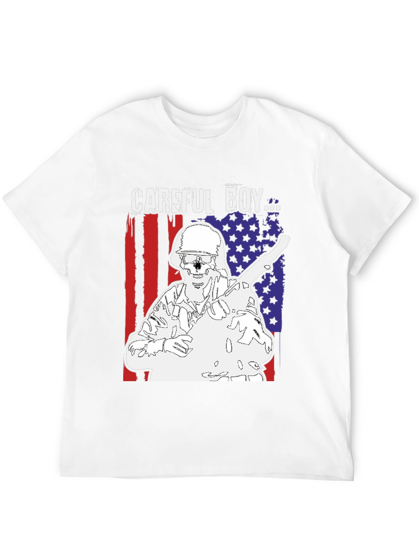 Careful Boy Graphic Print Black T-Shirt