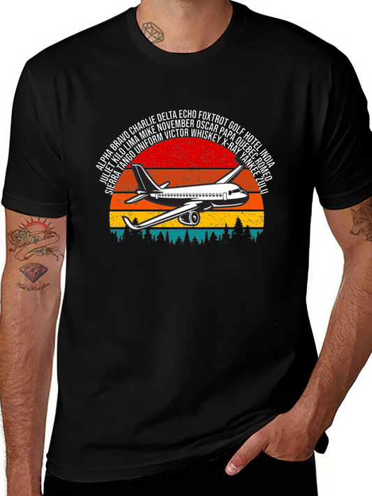 Aviation Alphabet Retro Sunset T-Shirt