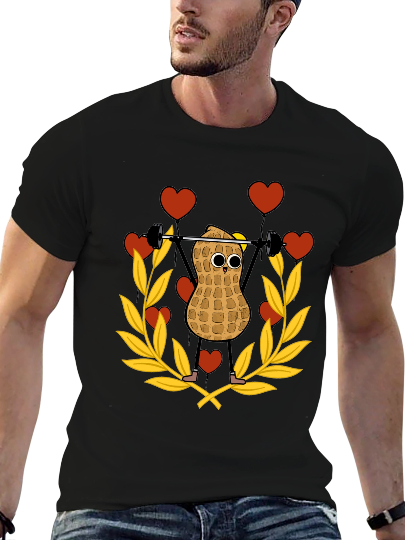 Funny Peanut Weightlifter Graphic Tee