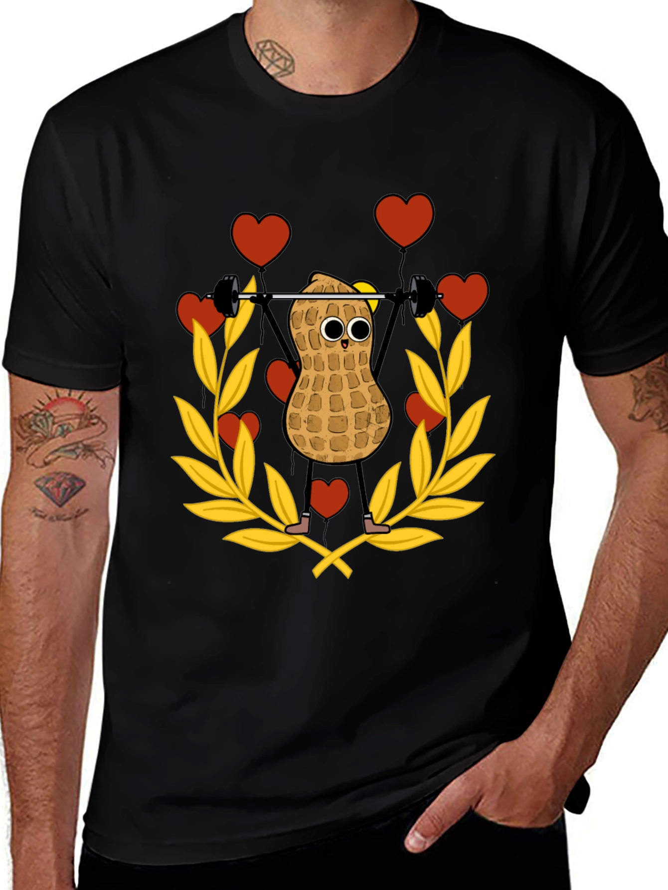 Funny Peanut Weightlifter Graphic Tee