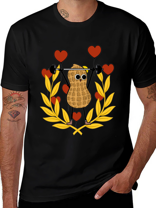 Funny Peanut Weightlifter Graphic Tee