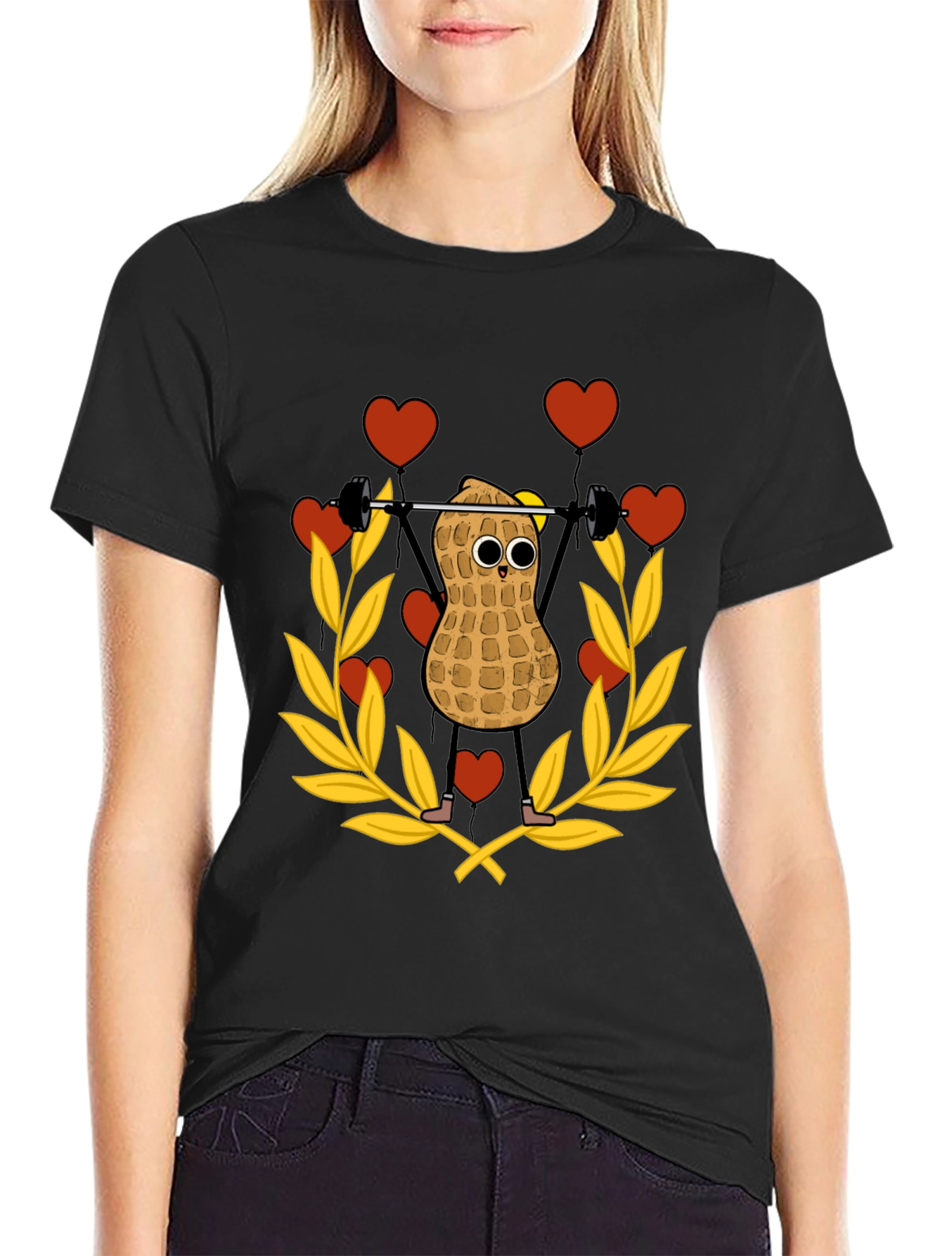 Funny Peanut Weightlifter Graphic Tee