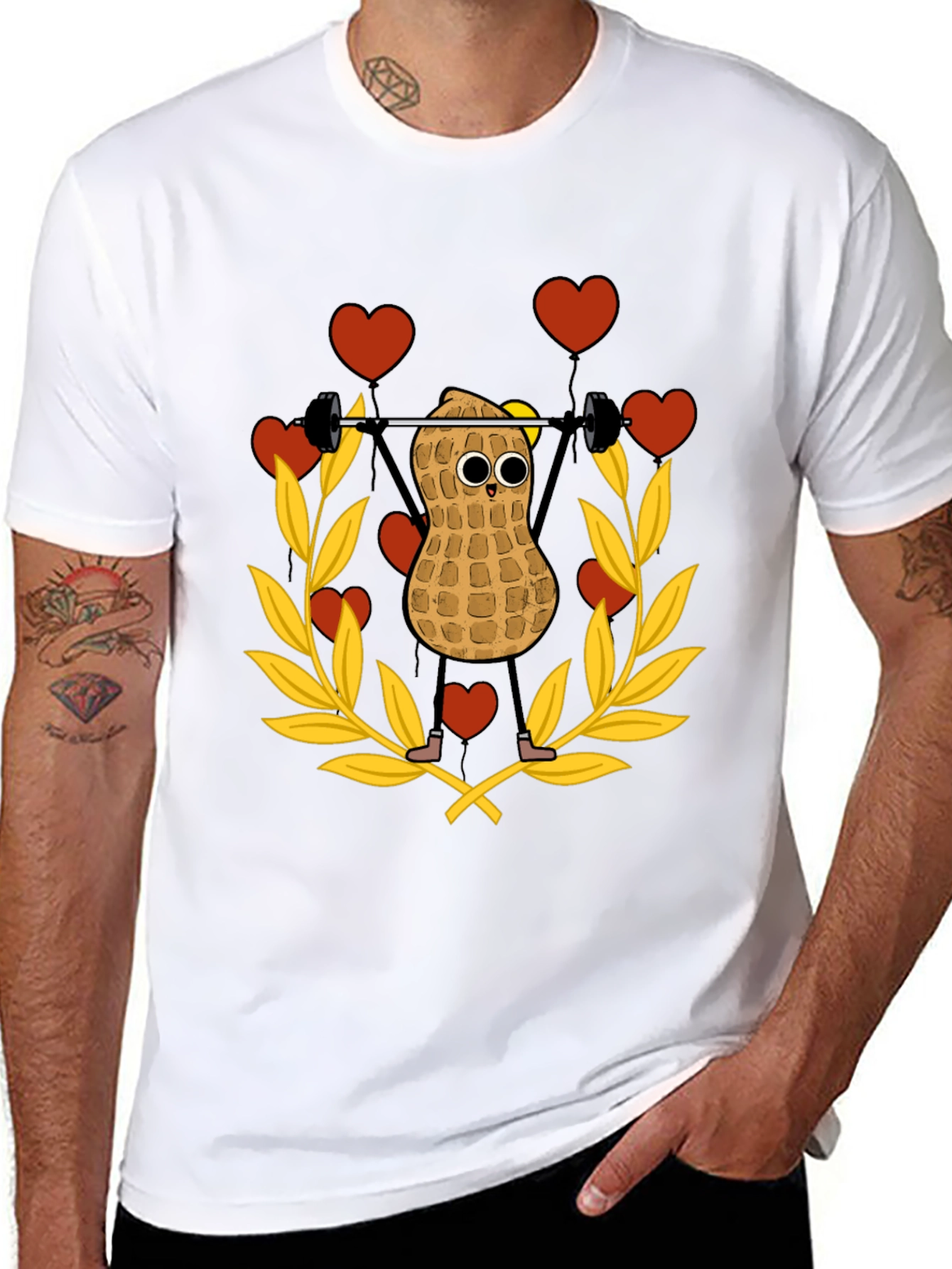 Funny Peanut Weightlifter Graphic Tee