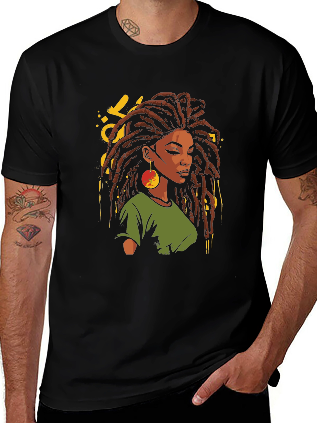 Rasta Woman Graphic T-Shirt - Black