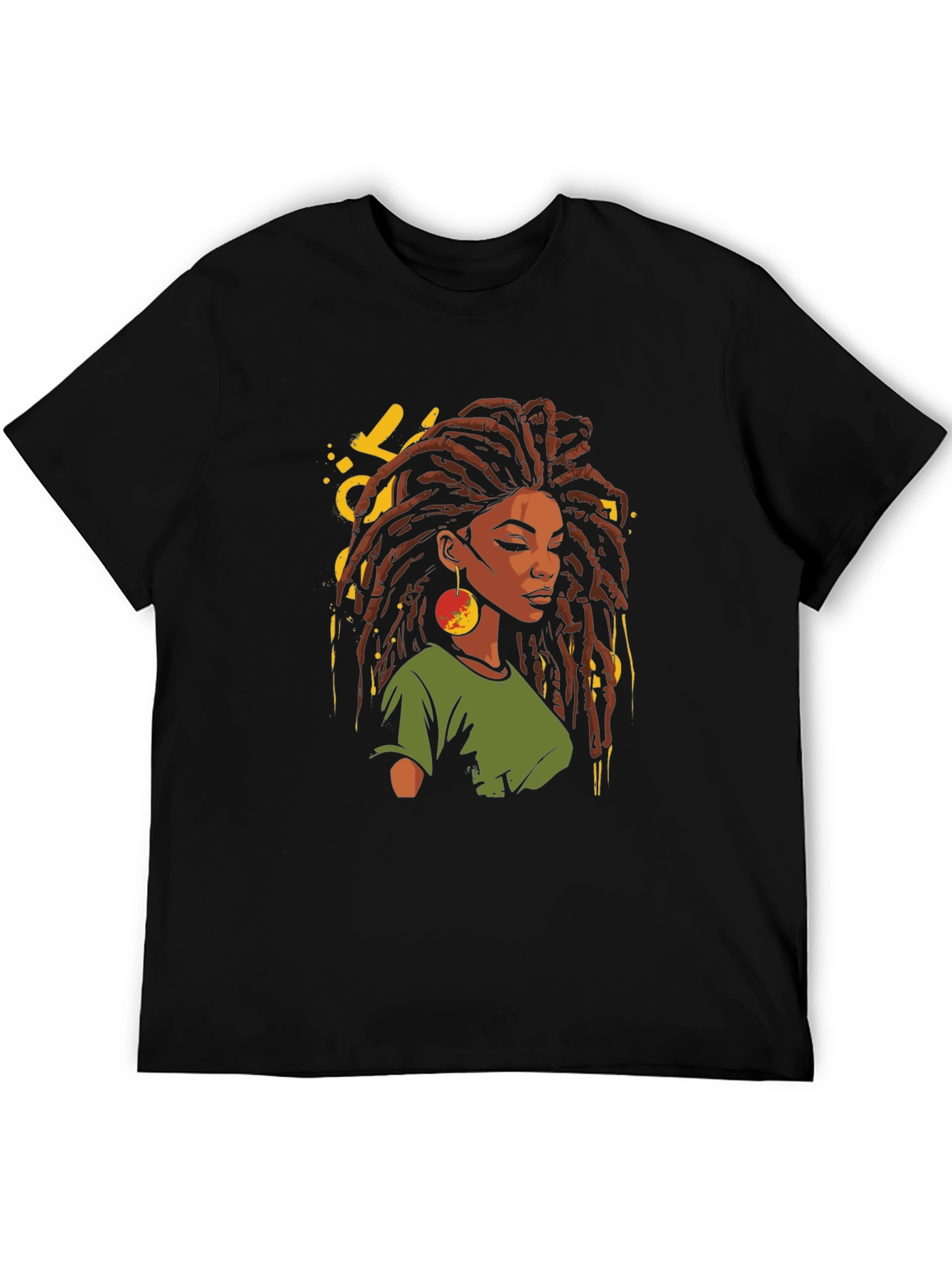 Rasta Woman Graphic T-Shirt - Black