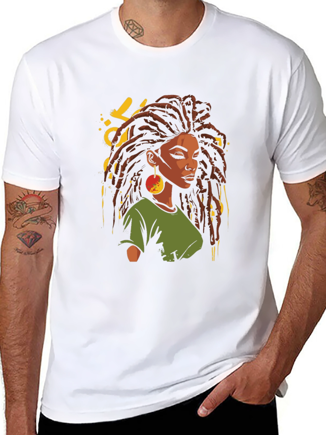 Rasta Woman Graphic T-Shirt - Black