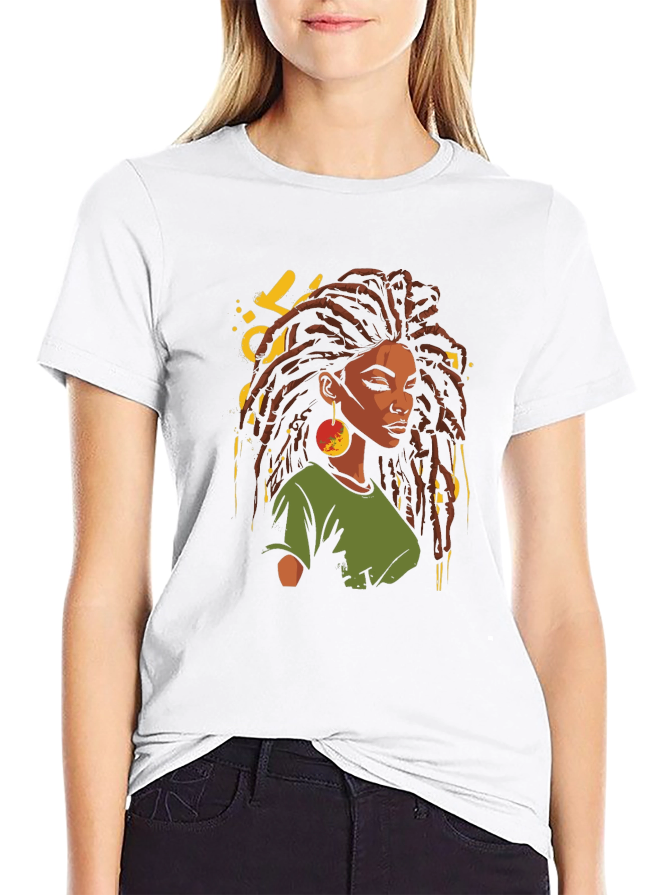 Rasta Woman Graphic T-Shirt - Black
