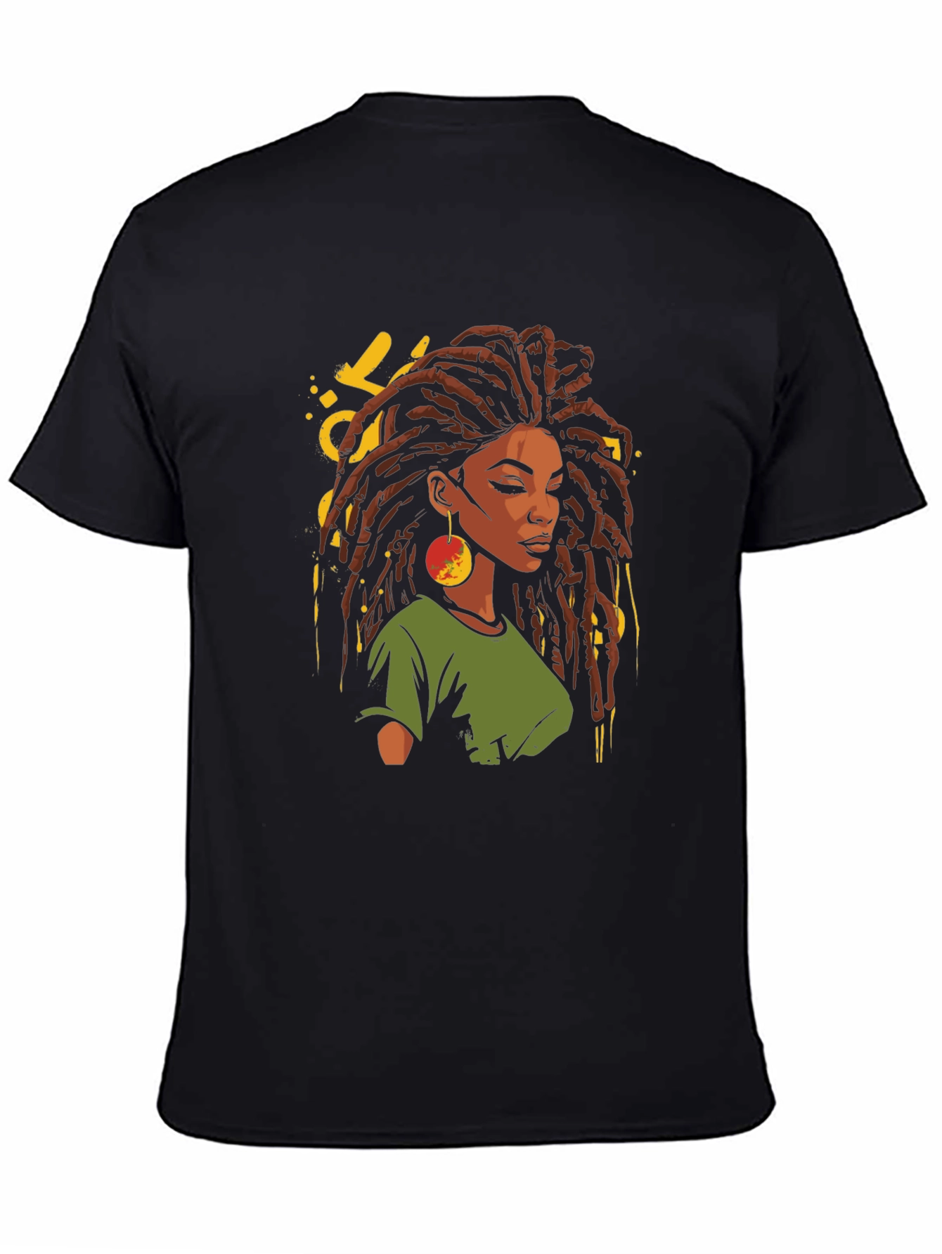 Rasta Woman Graphic T-Shirt - Black