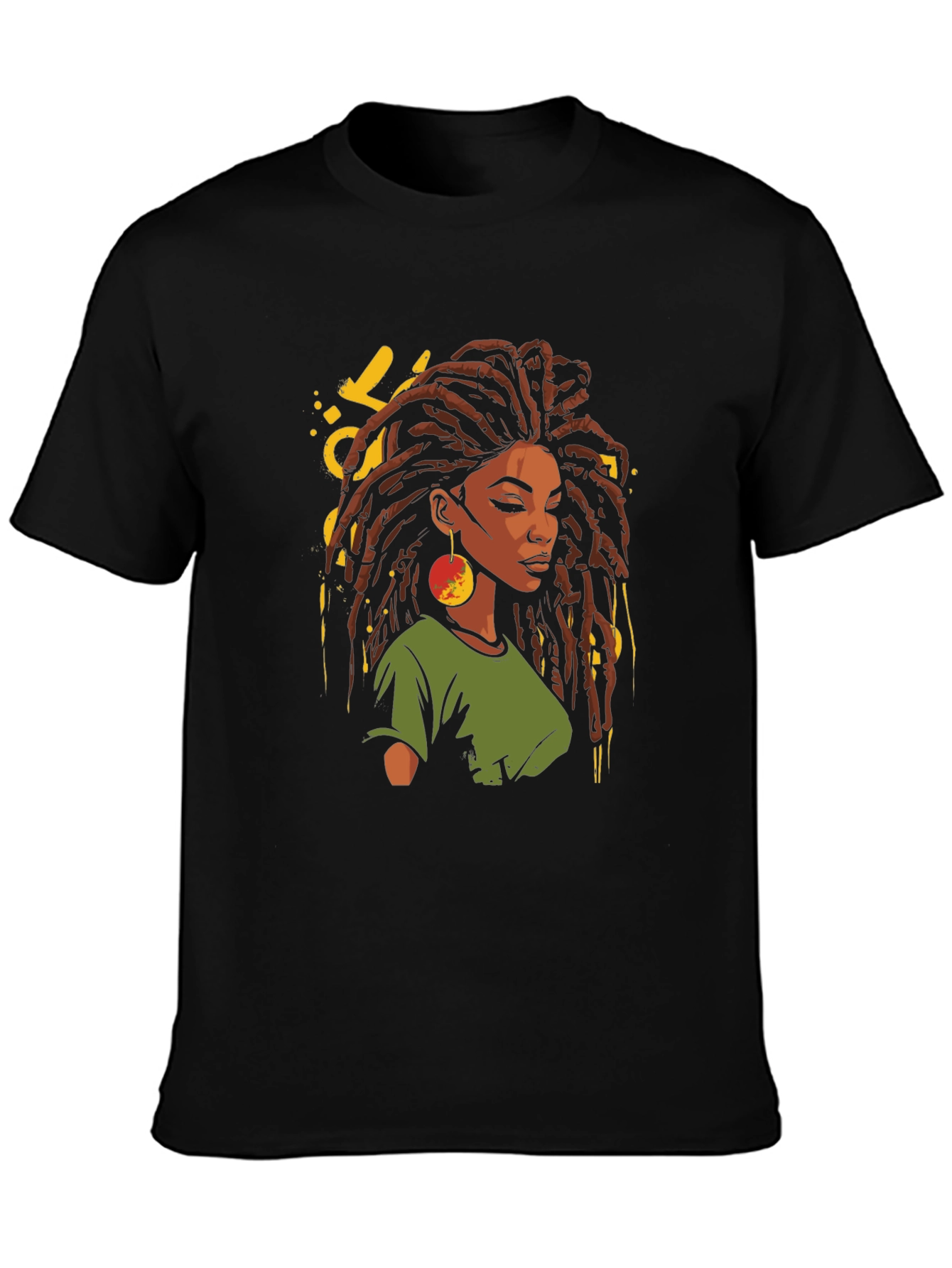Rasta Woman Graphic T-Shirt - Black