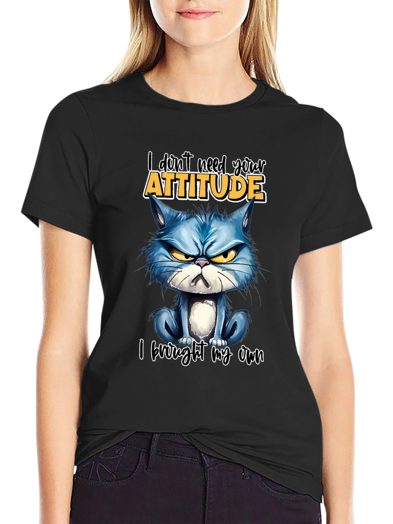 Grumpy Cat Attitude T-Shirt - Sarcastic Novelty Tee