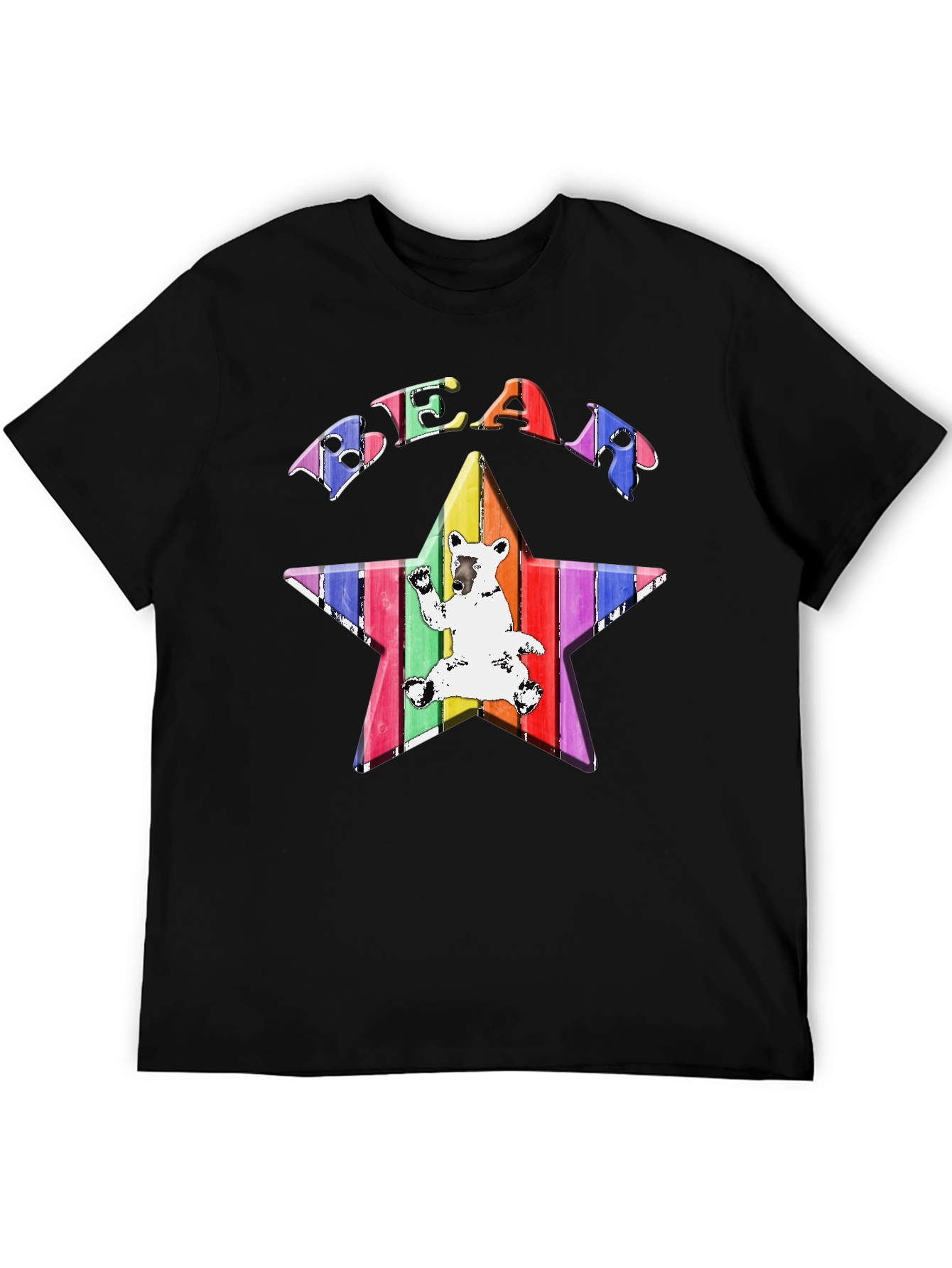 Rainbow Bear Star Graphic T-Shirt