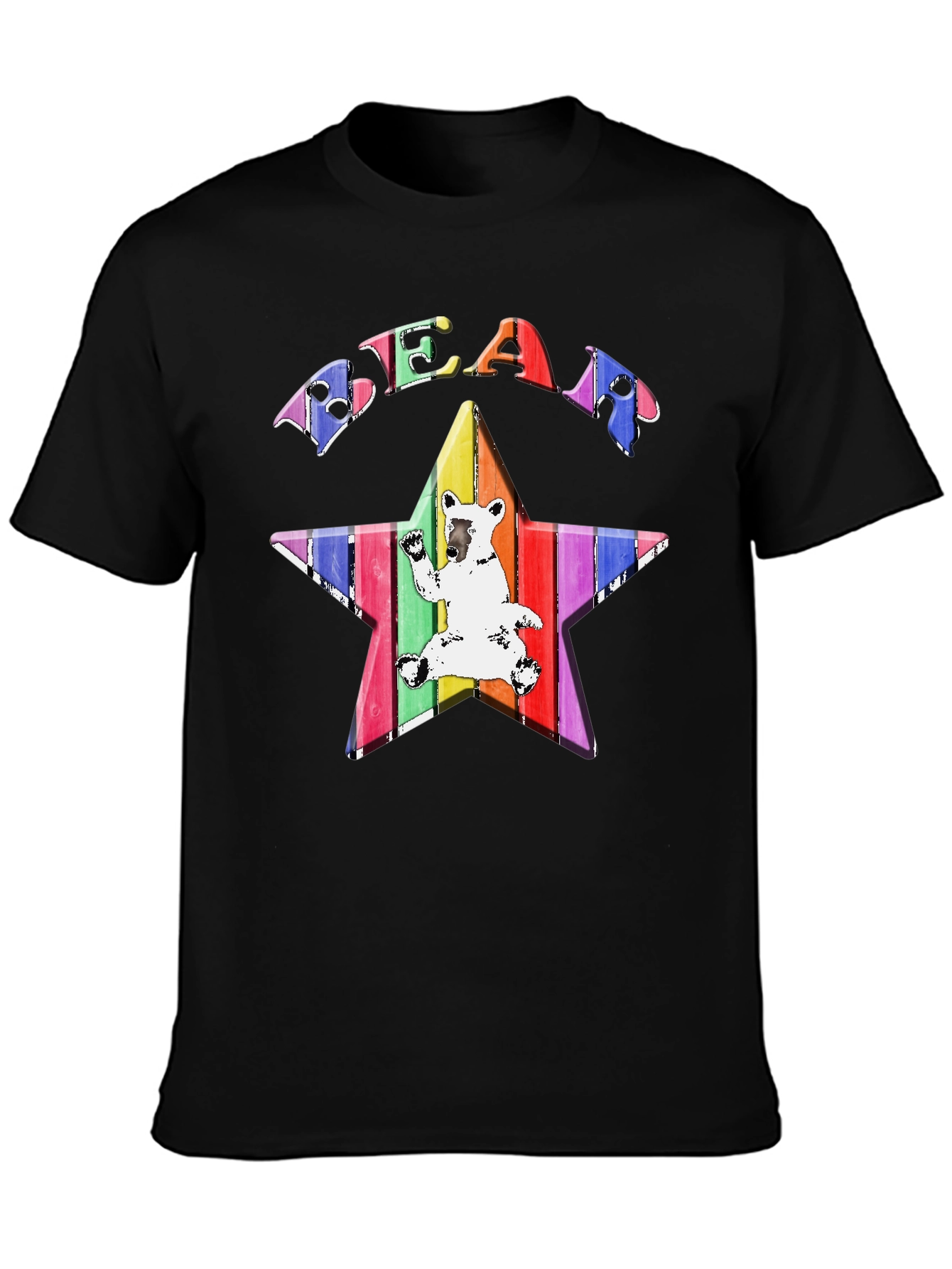 Rainbow Bear Star Graphic T-Shirt