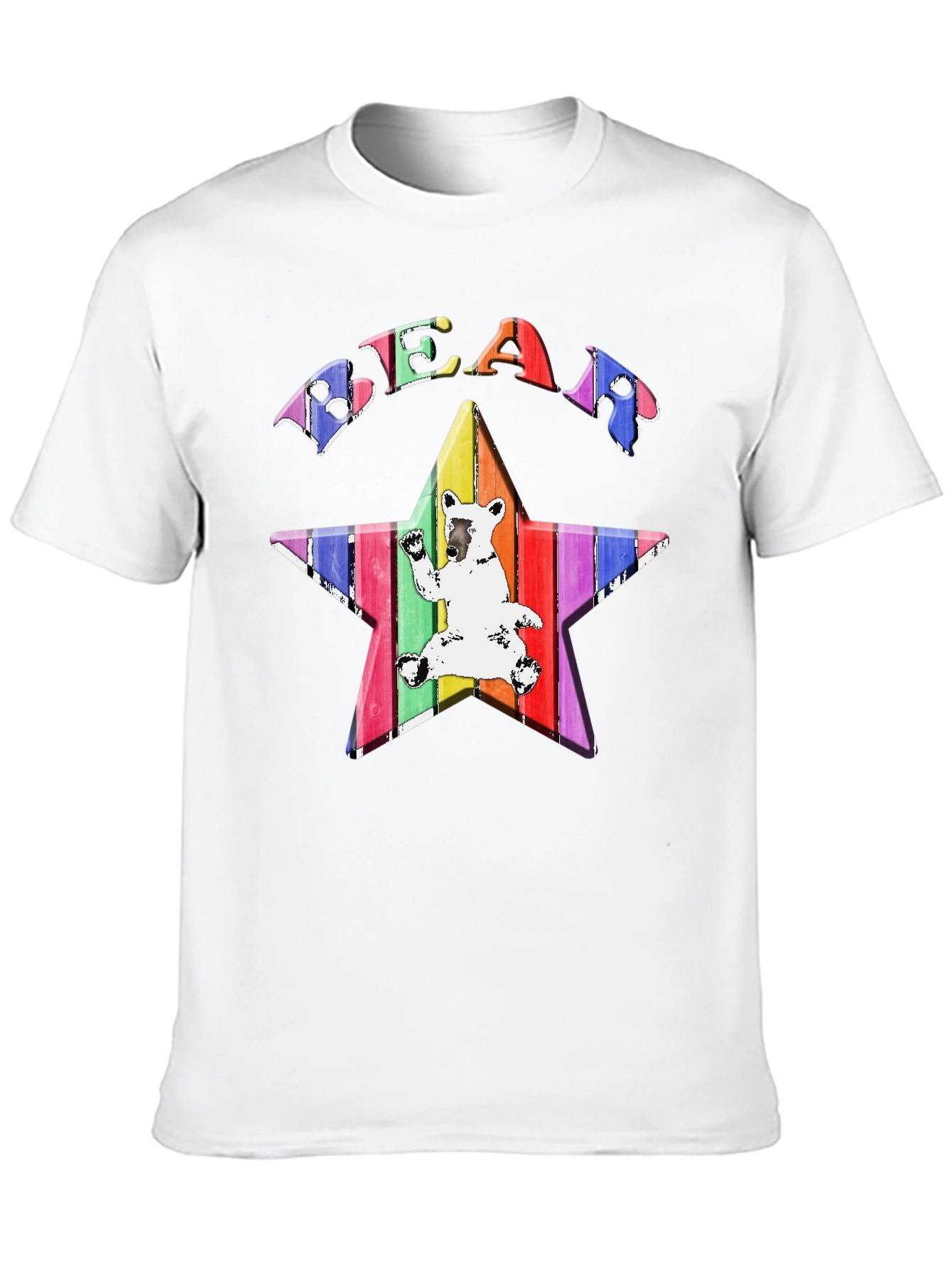 Rainbow Bear Star Graphic T-Shirt