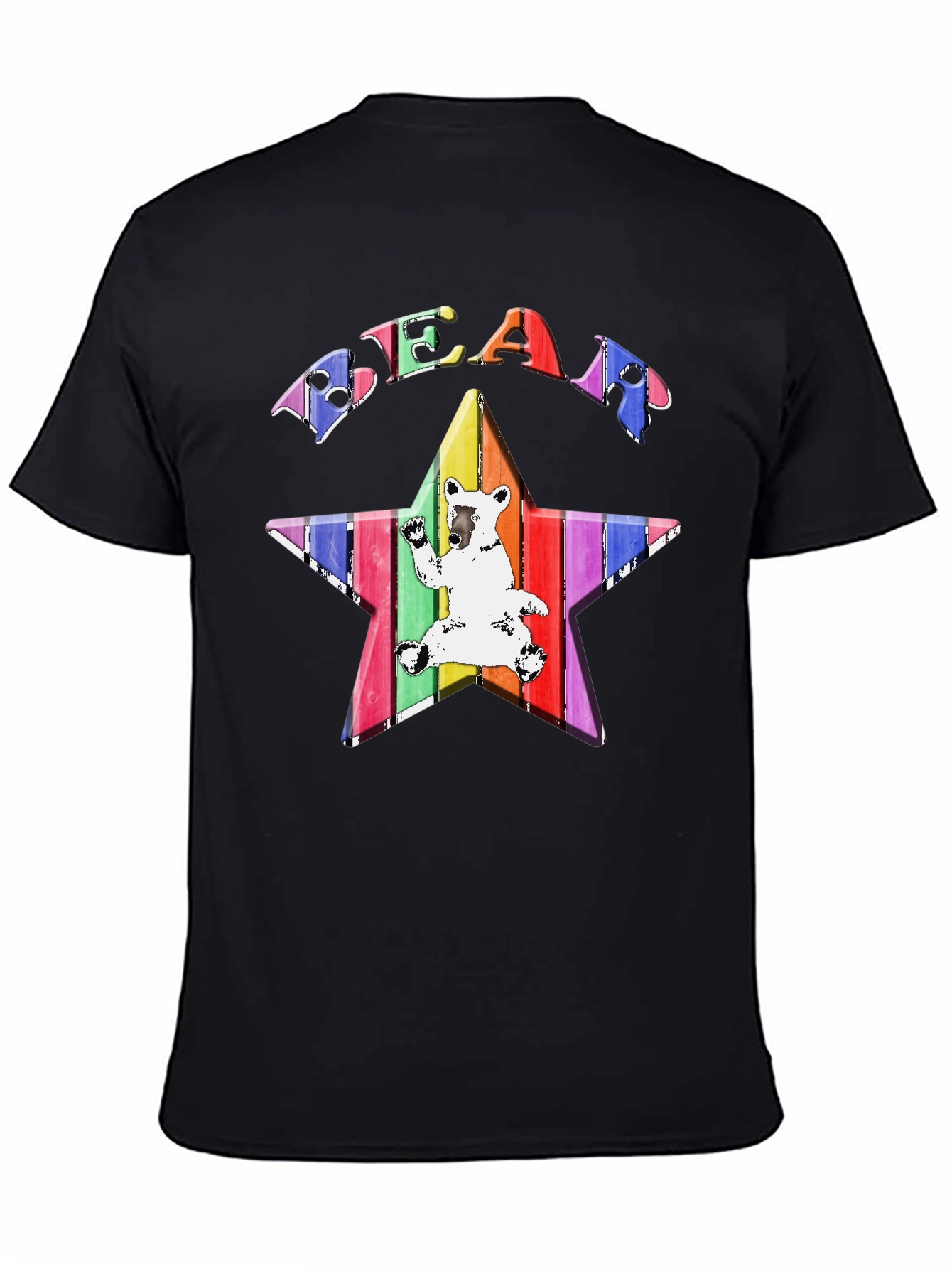 Rainbow Bear Star Graphic T-Shirt
