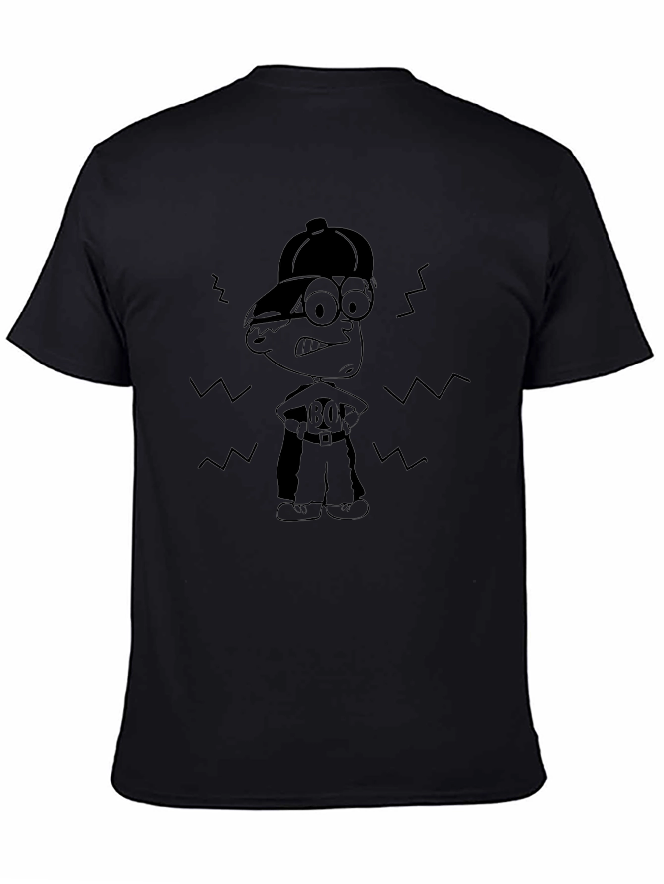 Retro Cartoon Character Black T-Shirt