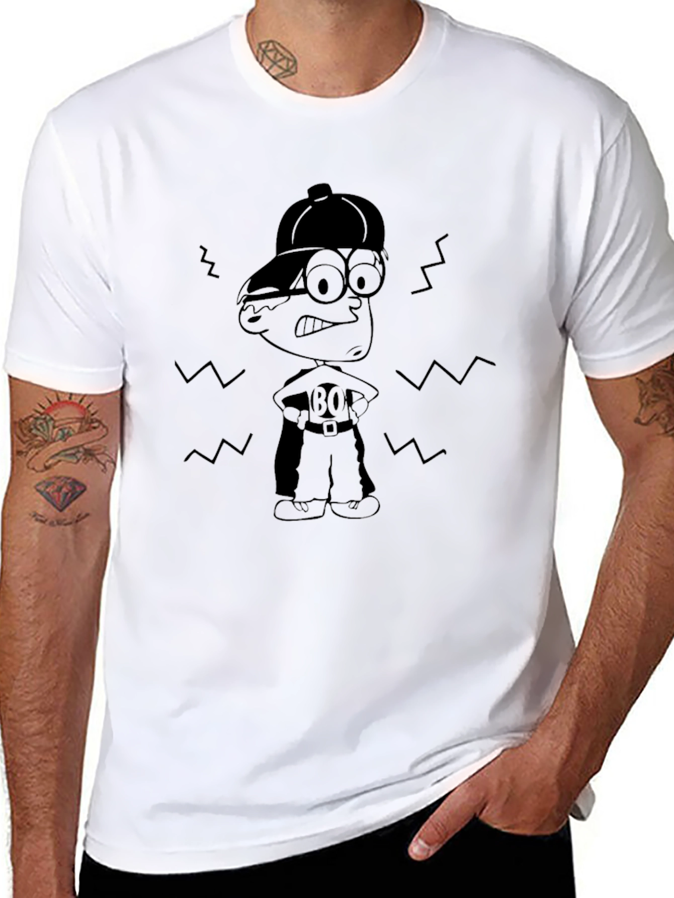 Retro Cartoon Character Black T-Shirt