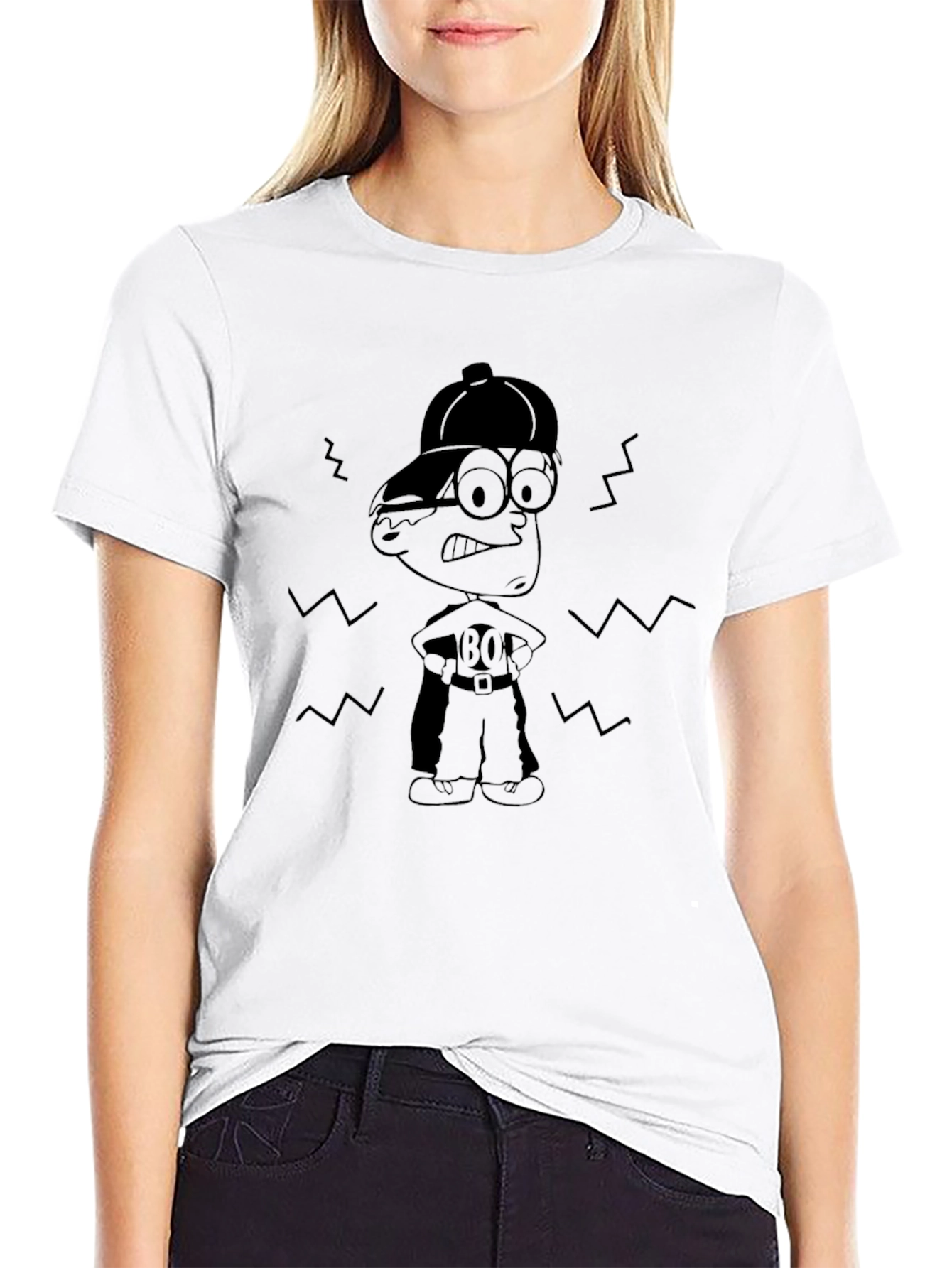 Retro Cartoon Character Black T-Shirt