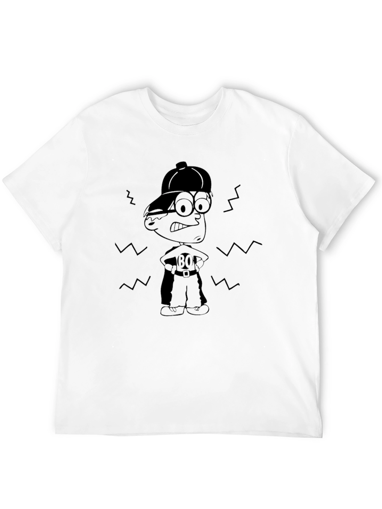 Retro Cartoon Character Black T-Shirt