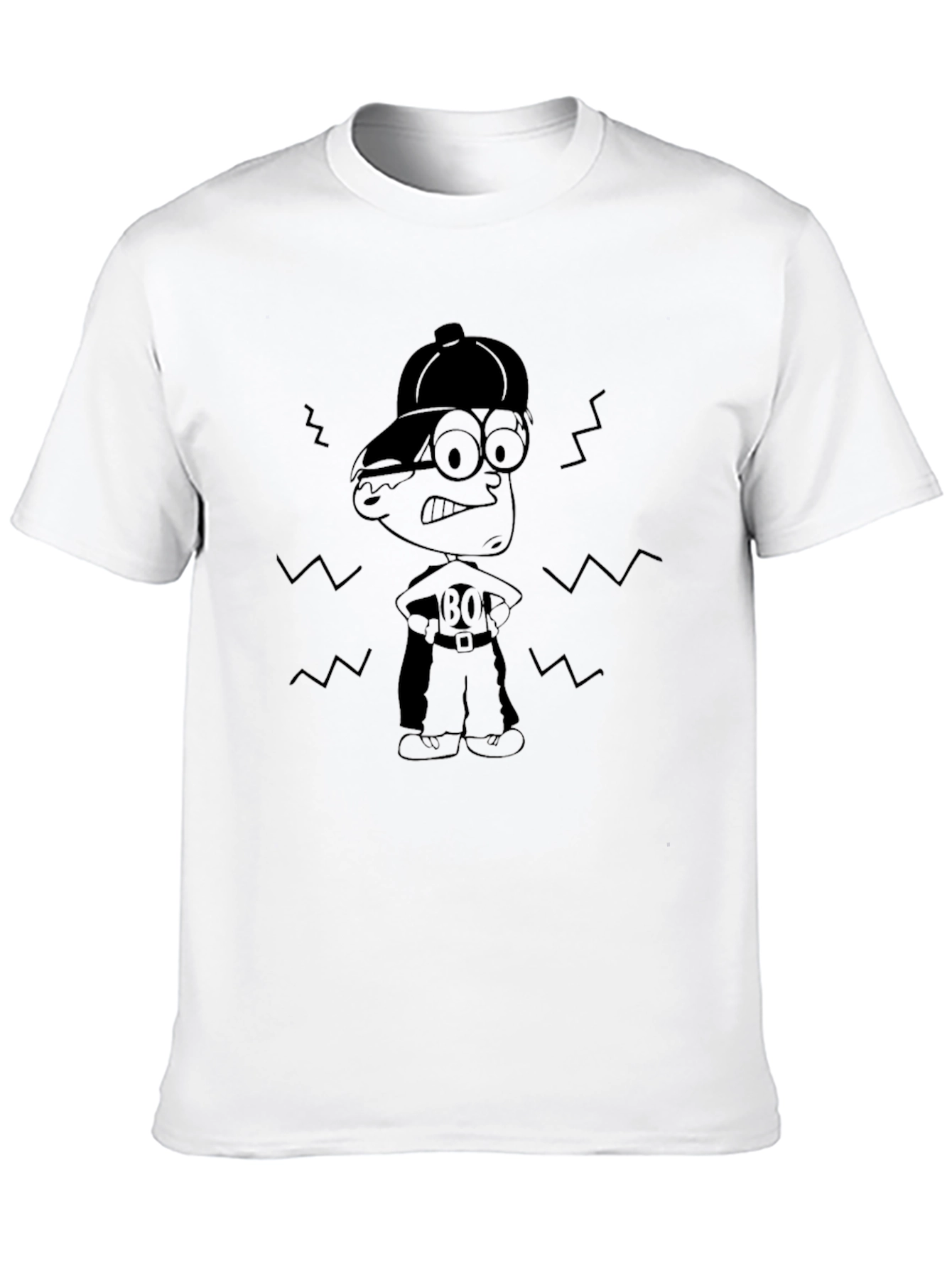 Retro Cartoon Character Black T-Shirt